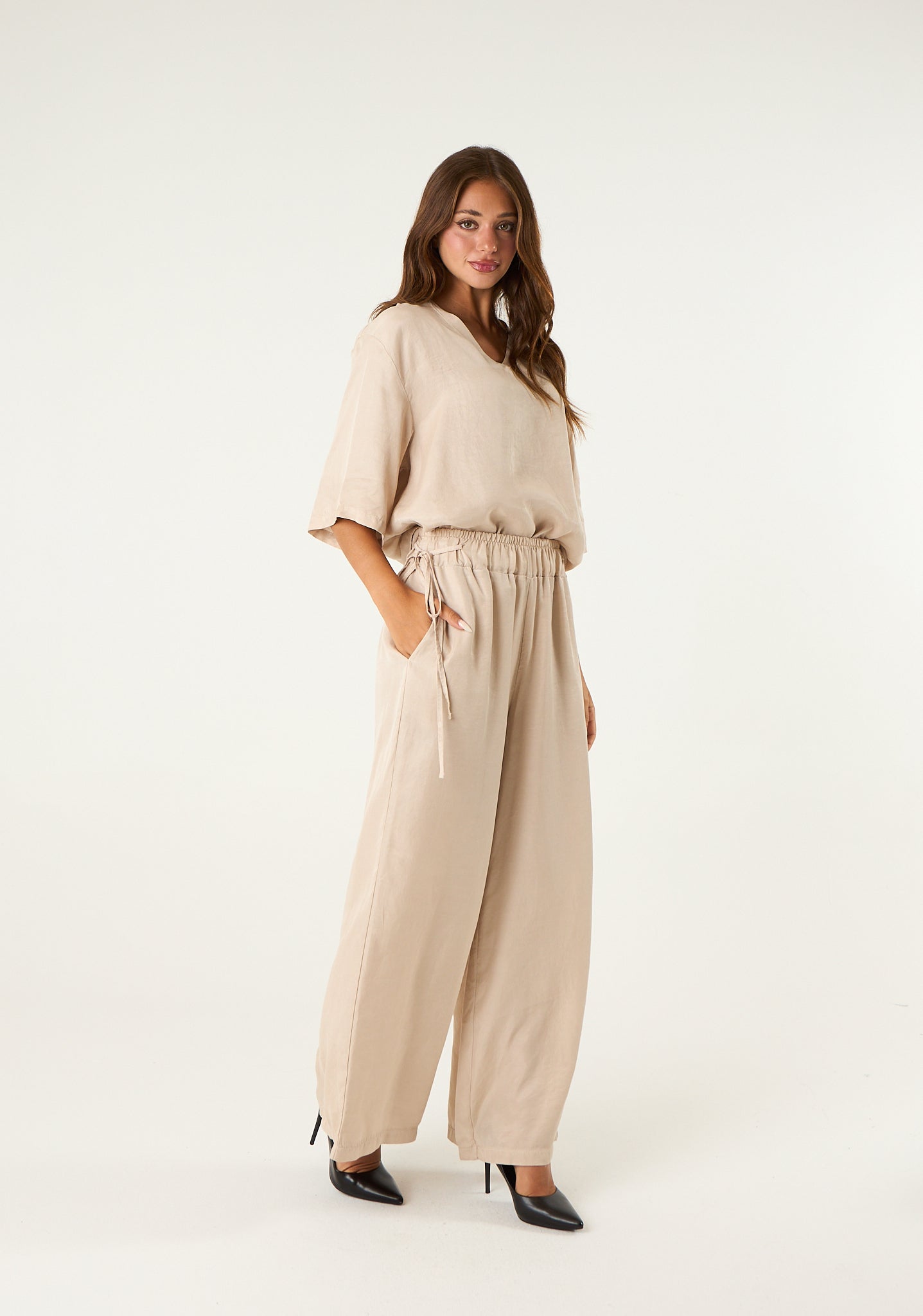 Pantalone palazzo in seta lavata