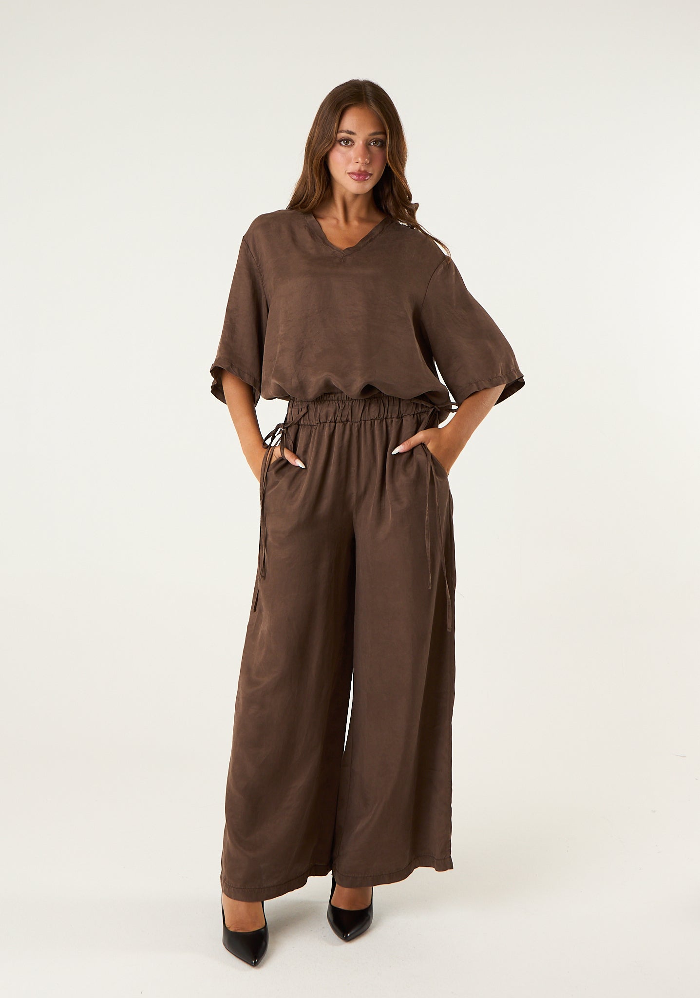 Pantalone palazzo in seta lavata