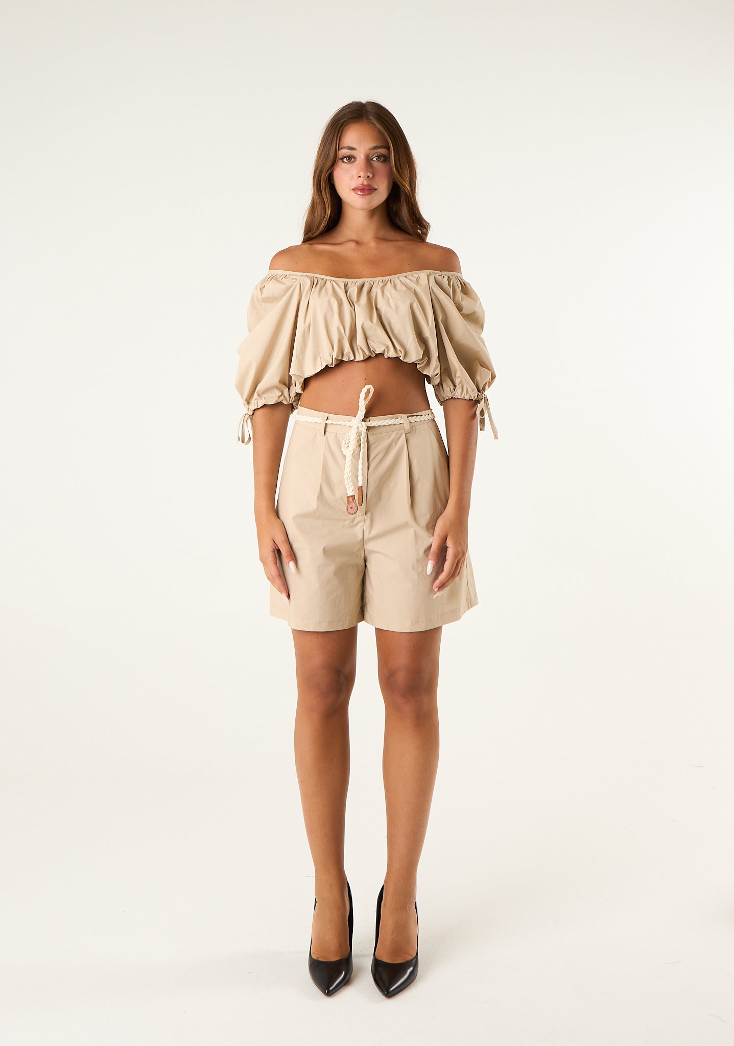 Coordinato top e short in popeline