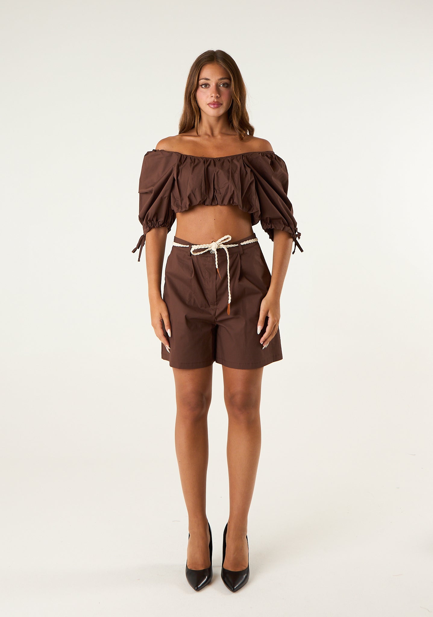 Coordinato top e short in popeline
