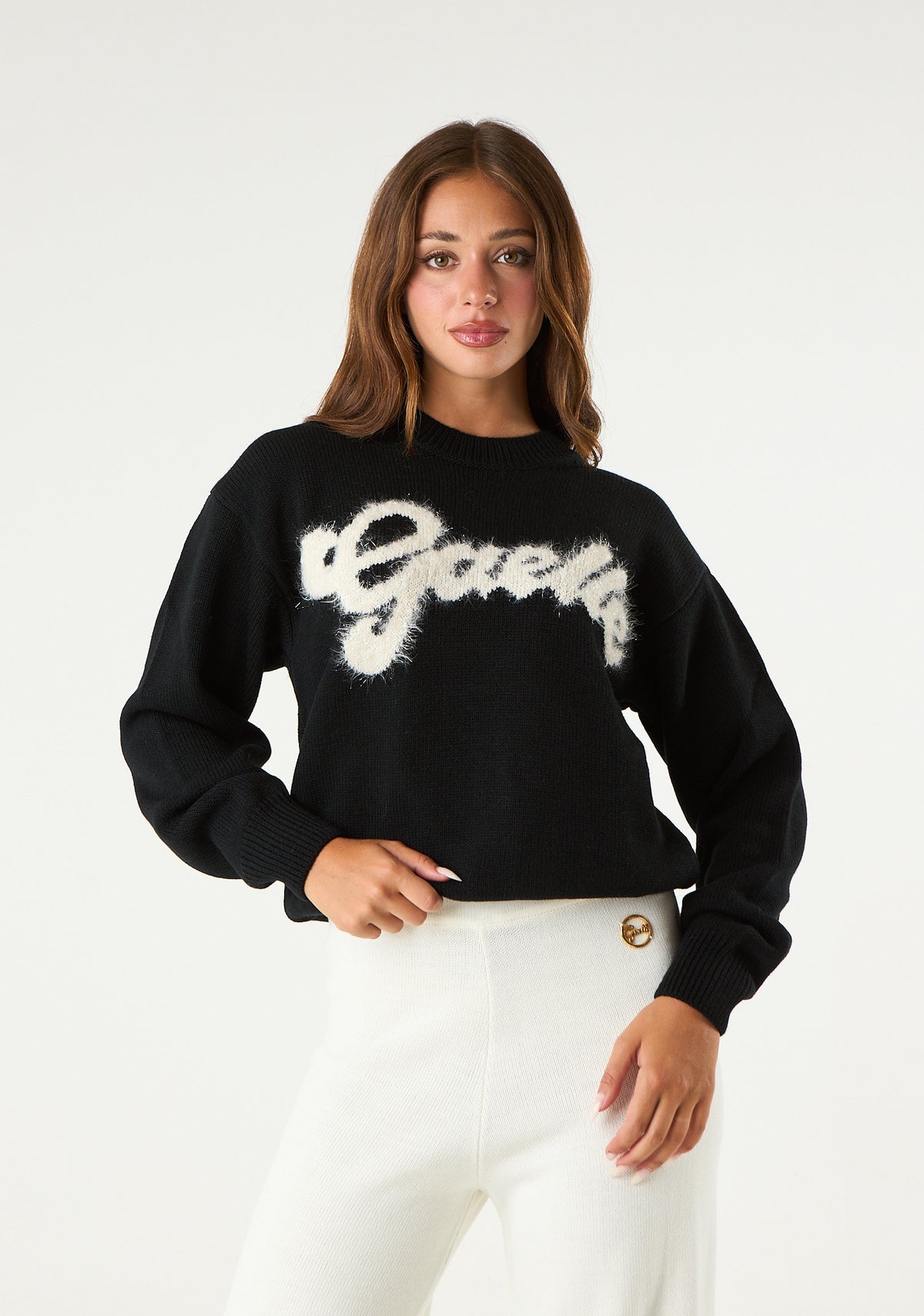Pullover con logo lurex