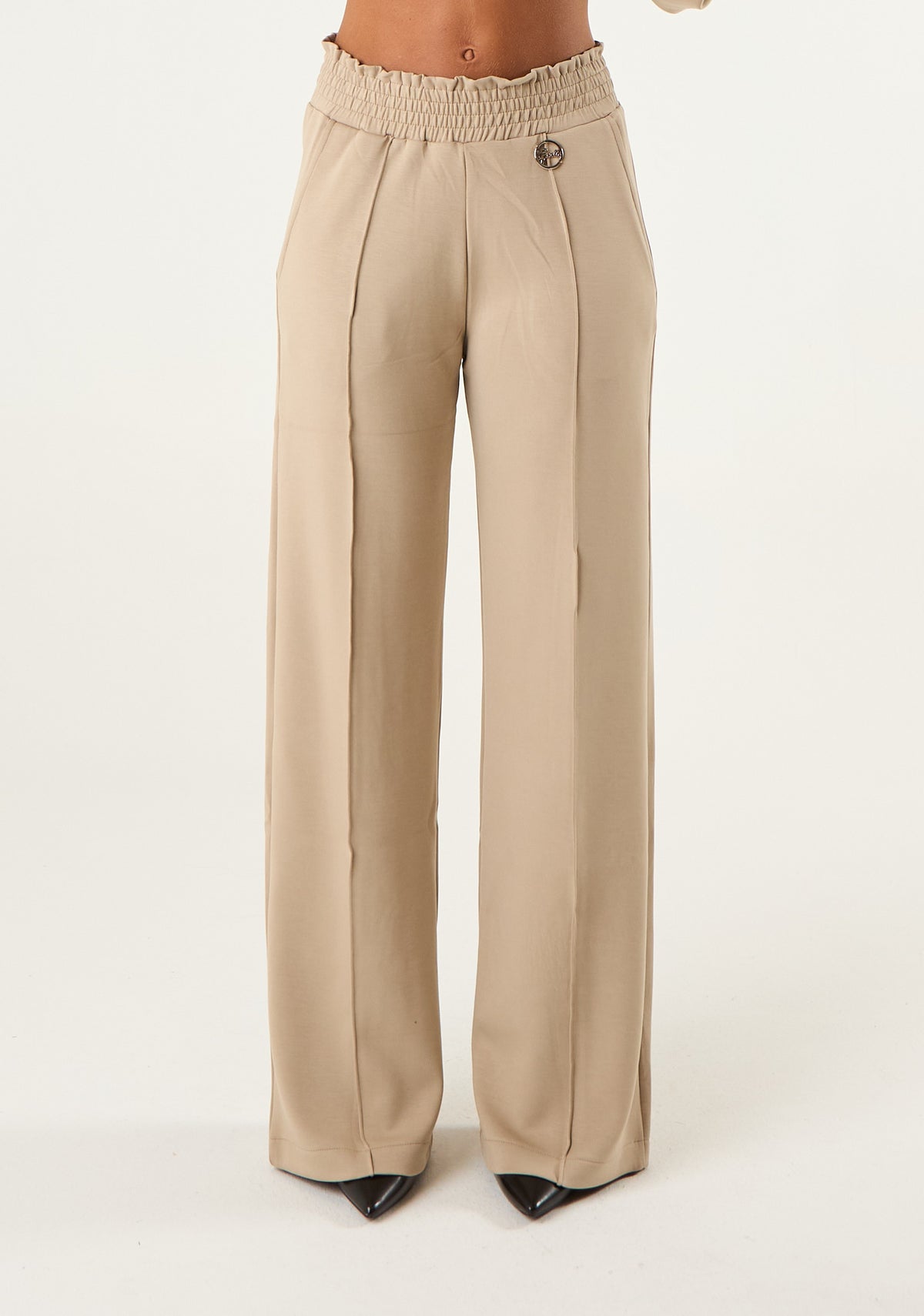 Pantalone palazzo con punto smock