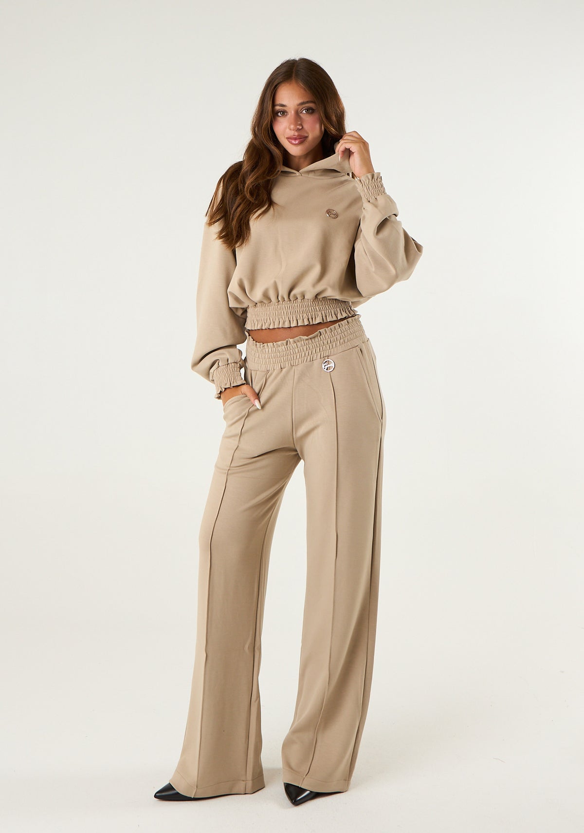 Pantalone palazzo con punto smock
