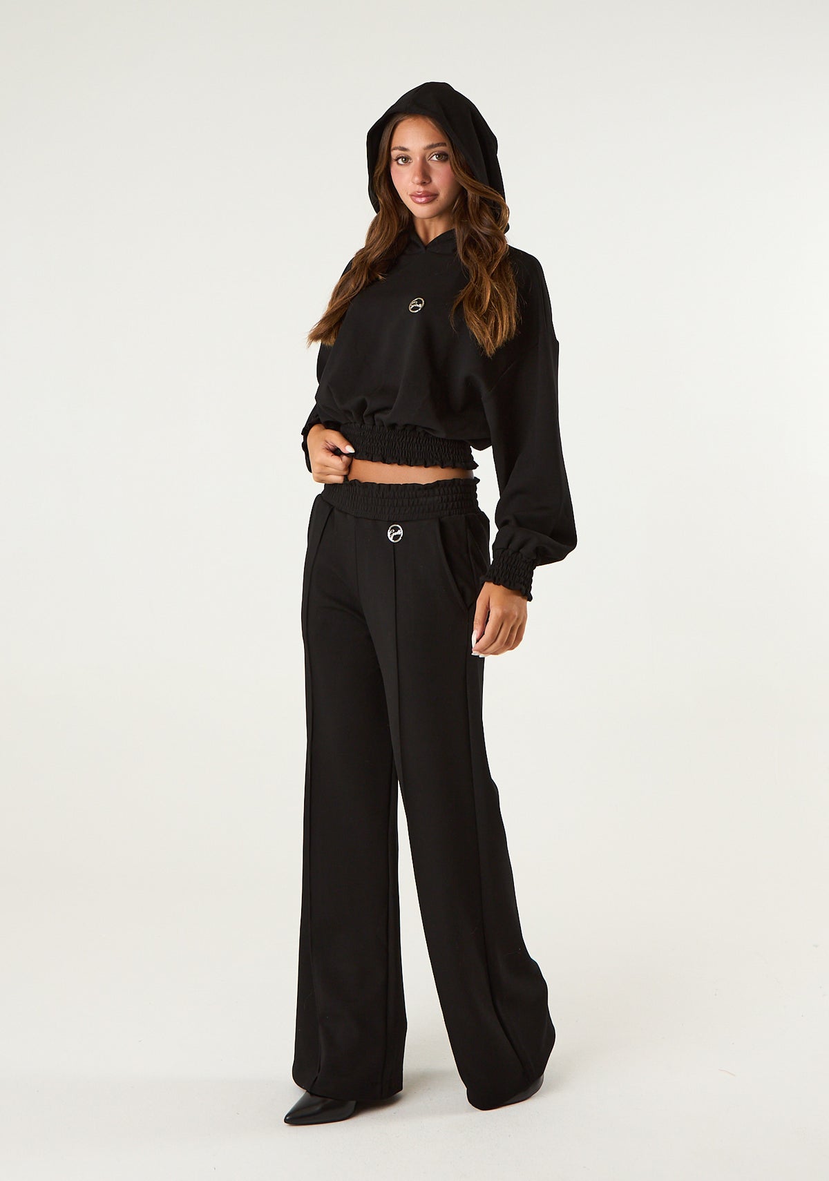 Pantalone palazzo con punto smock
