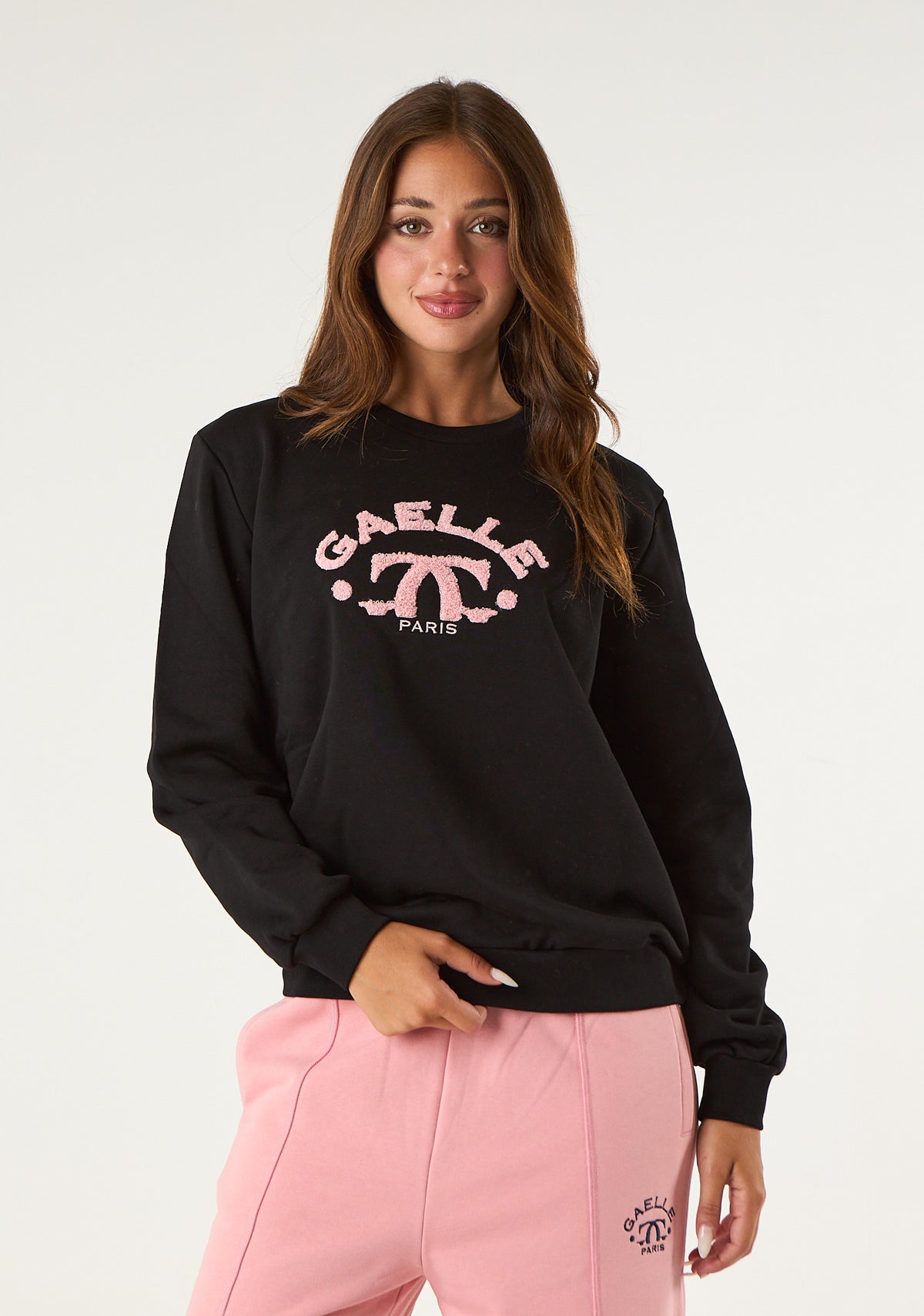 Felpa con loro ricamato a contrasto