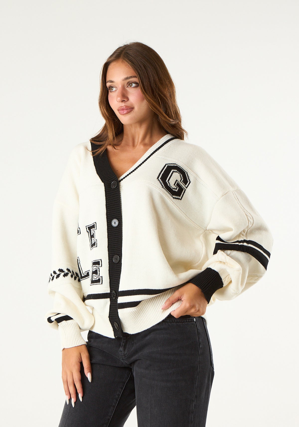 Cardigan con dettagli a contrasto di colore