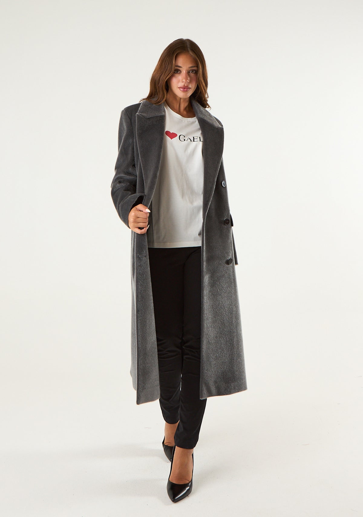 Cappotto lungo doppiopetto rasato