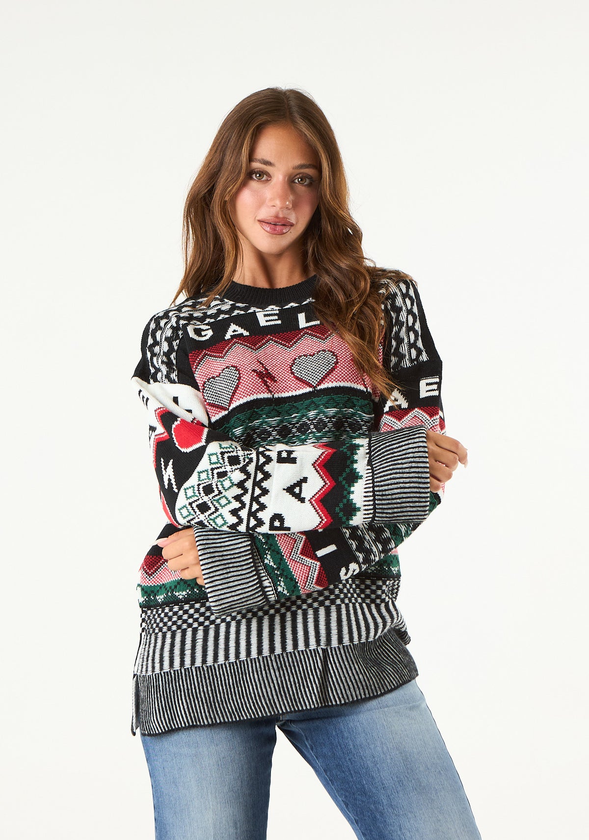 Pullover con lavorazione multicolor