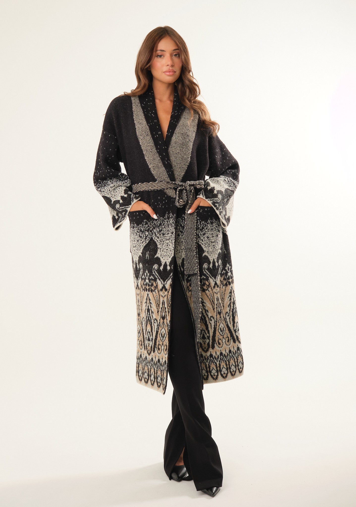 Cardigan lungo in misto lana