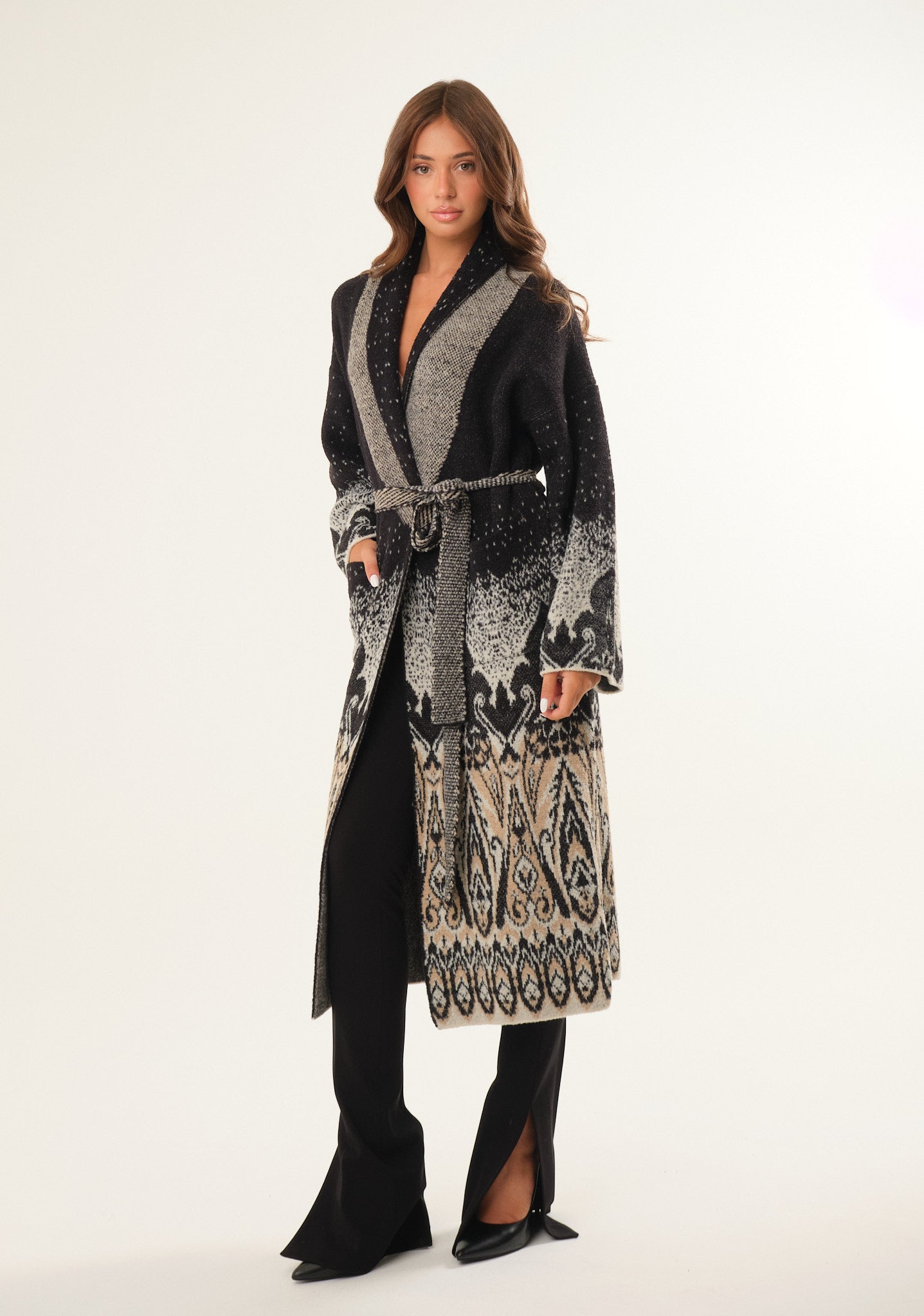 Cardigan lungo in misto lana