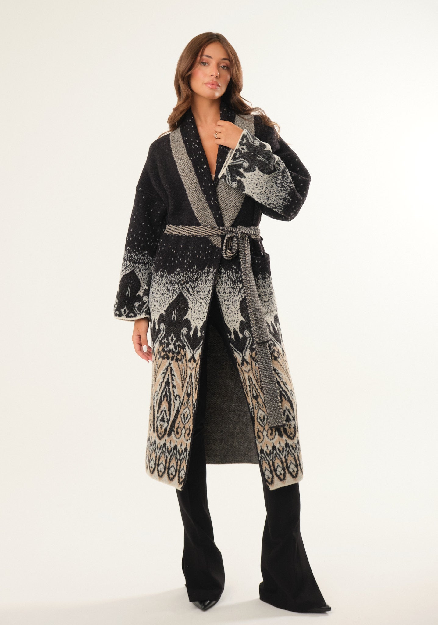 Cardigan lungo in misto lana