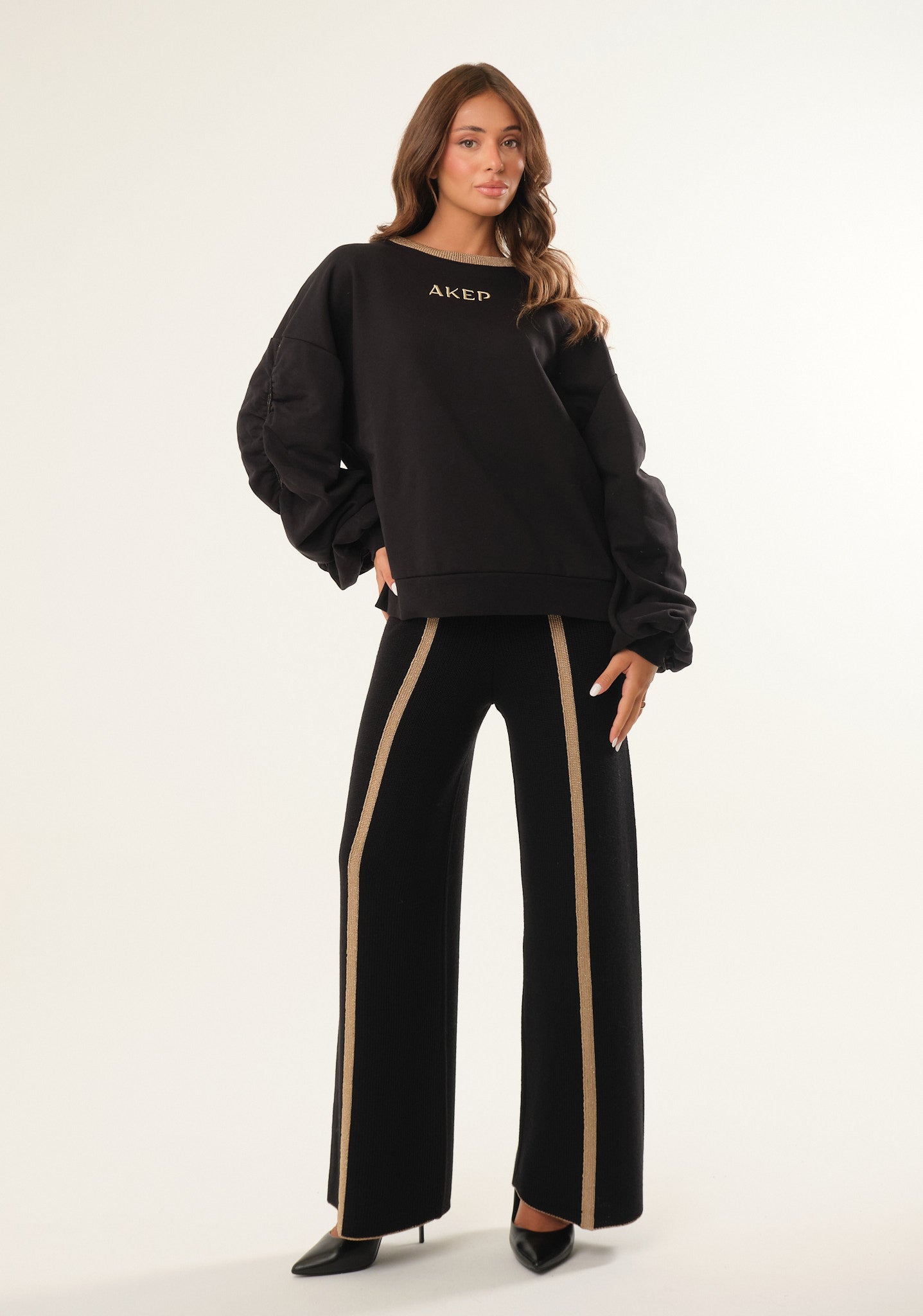 Felpa con girocollo in maglia lurex