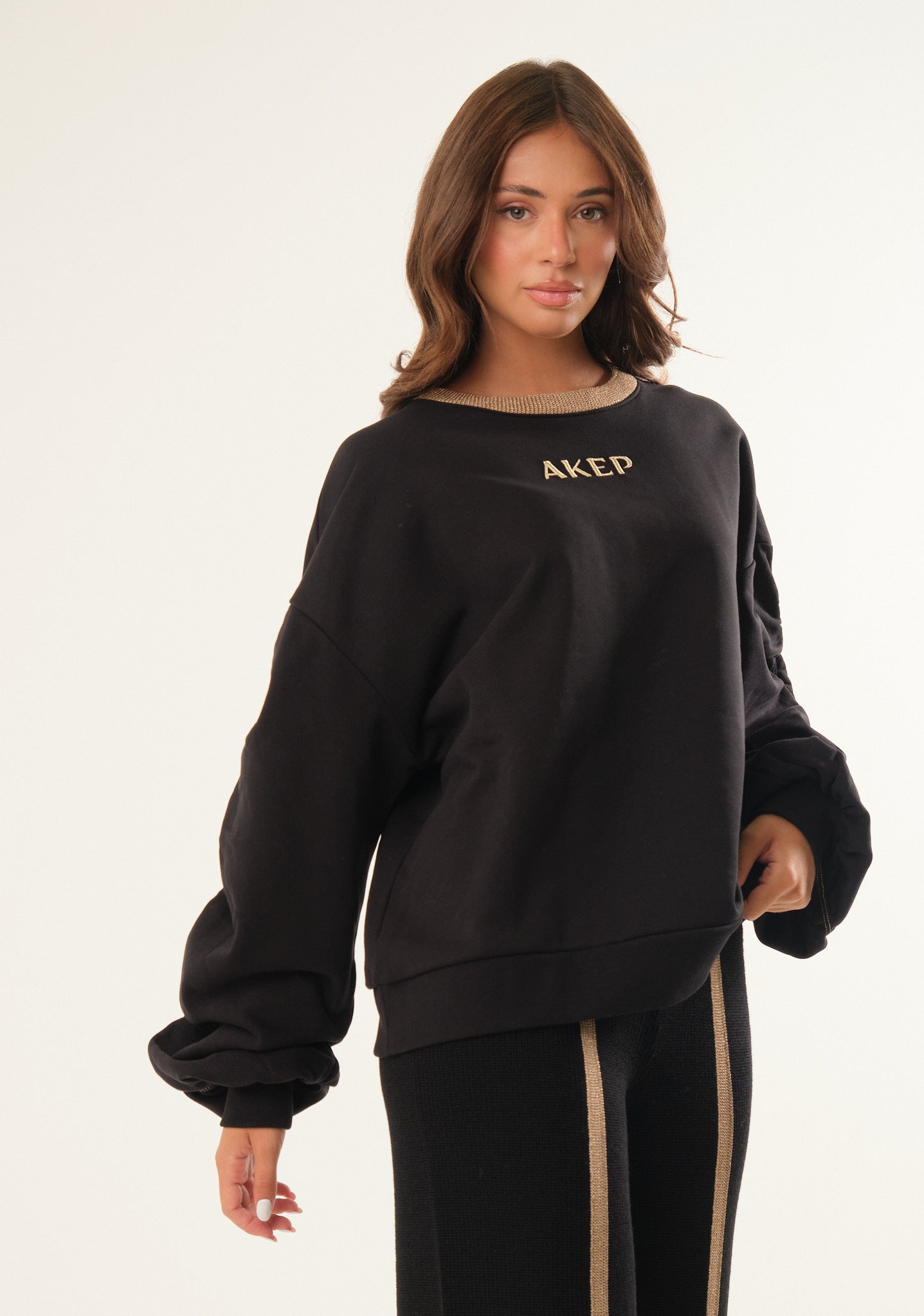 Felpa con girocollo in maglia lurex