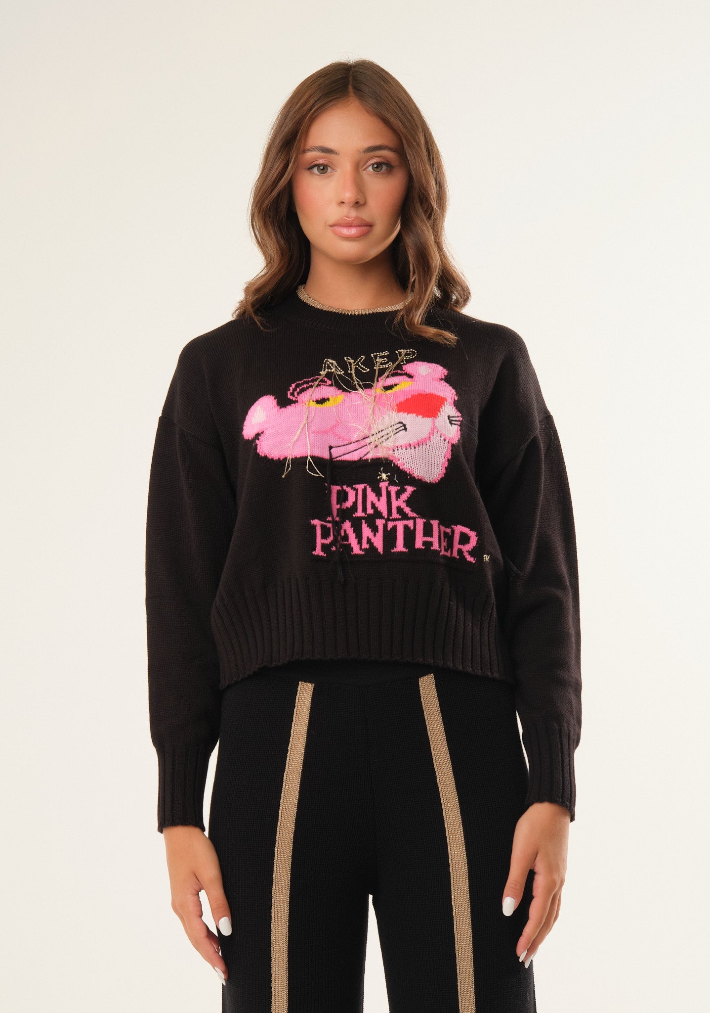 Maglione con ricamo Pantera Rosa