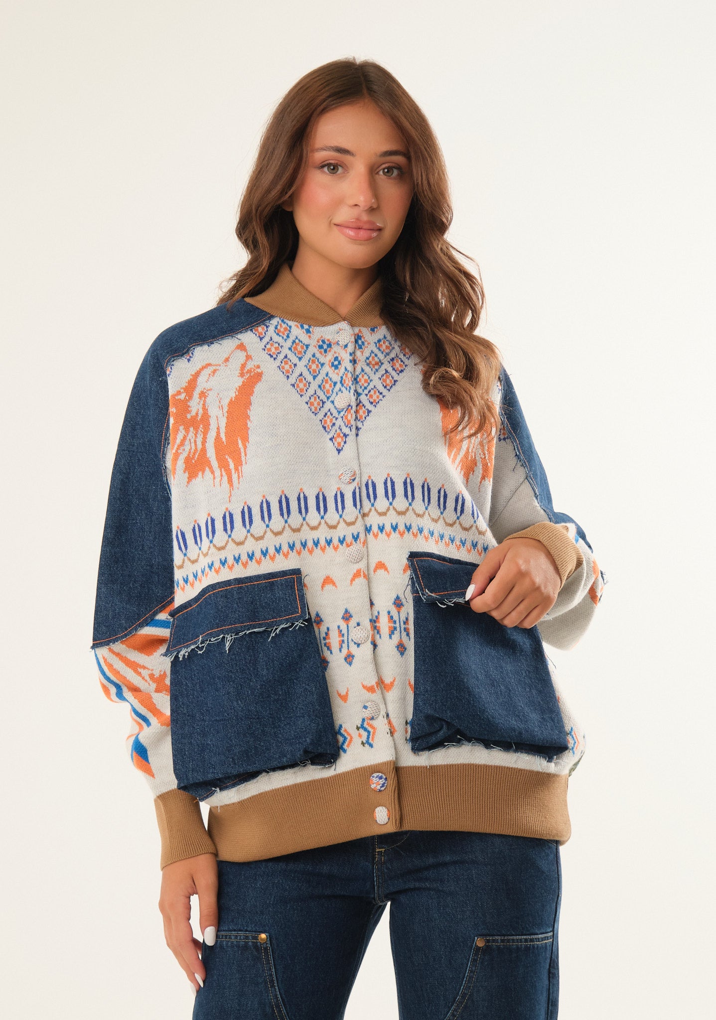 Bomber in maglia jacquard