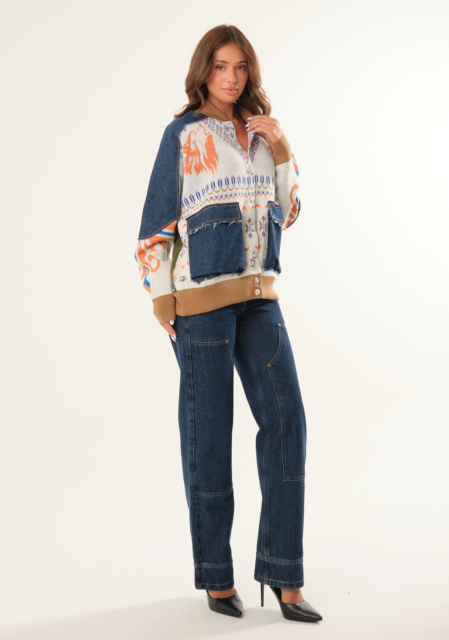 Bomber in maglia jacquard