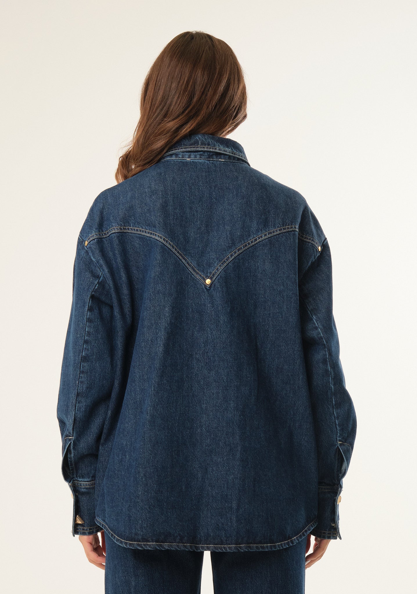 Camicia denim con inserti jacquard