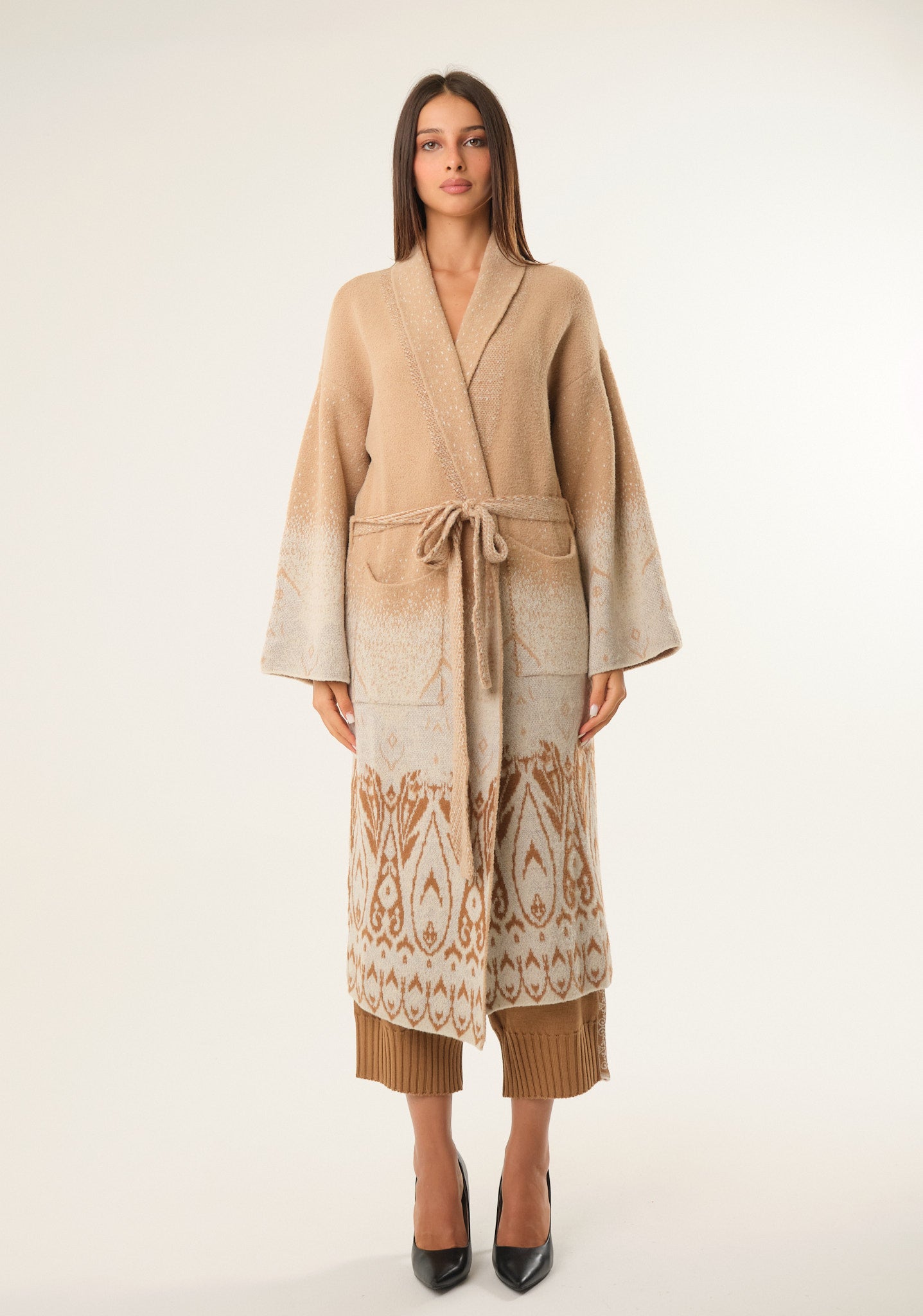 Cardigan lungo in misto lana