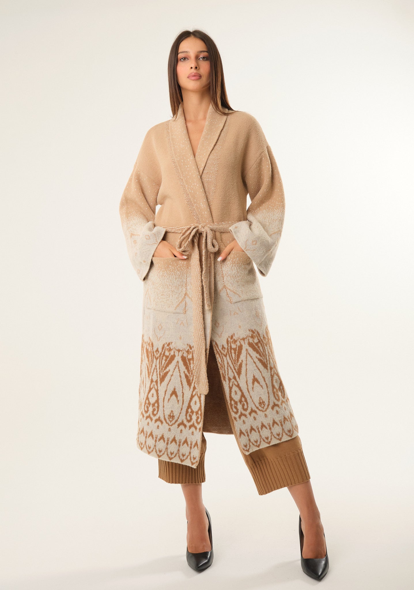 Cardigan lungo in misto lana