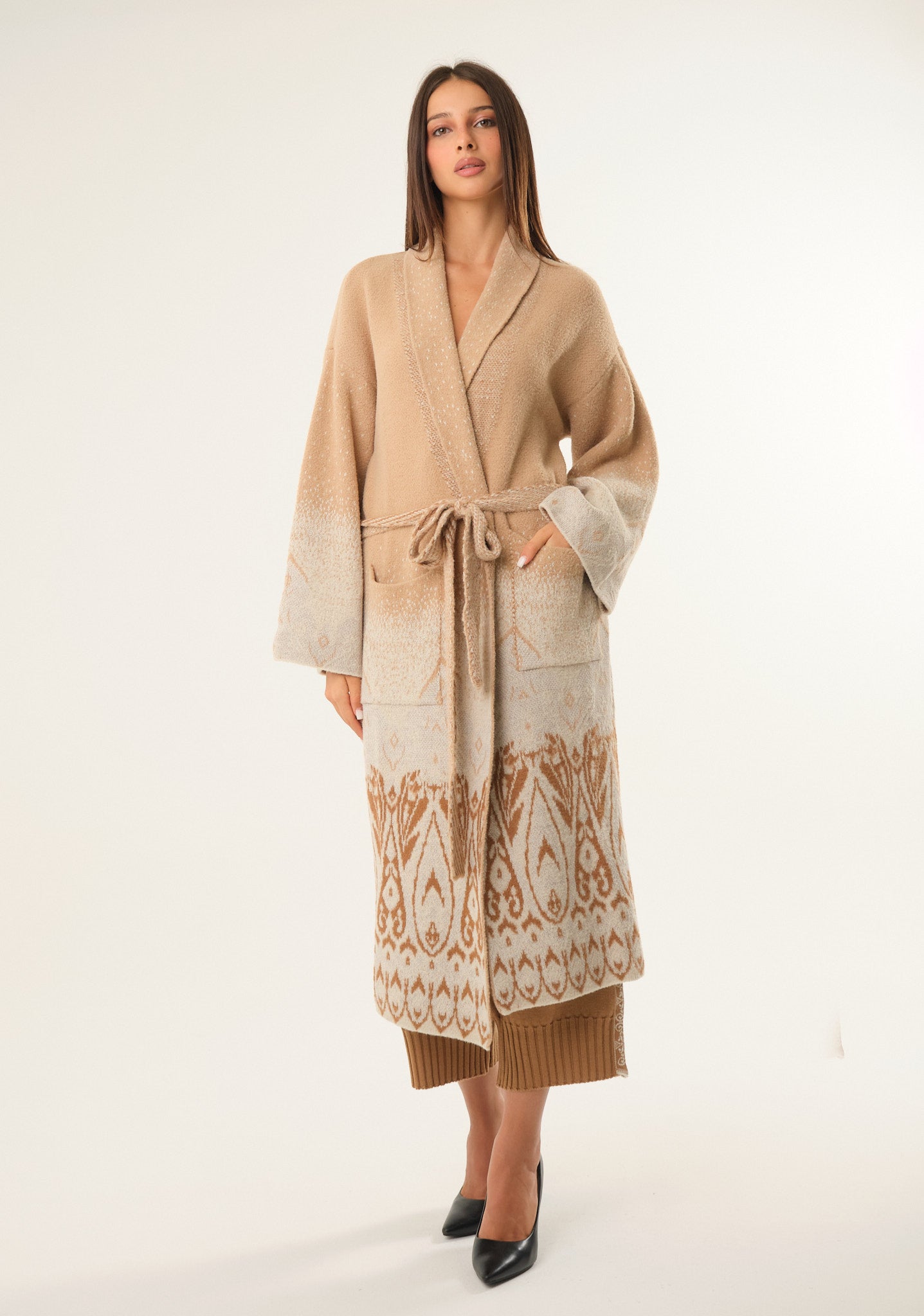 Cardigan lungo in misto lana