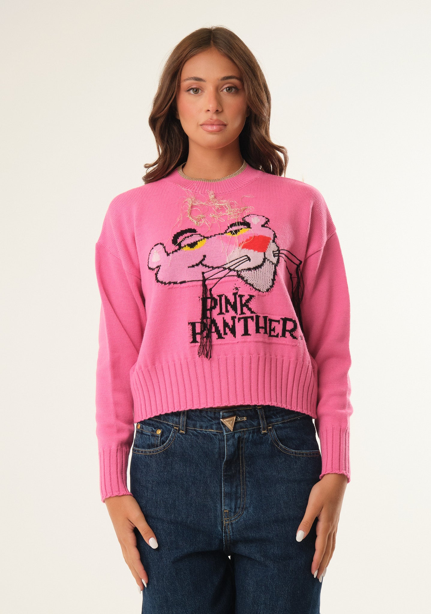 Maglione con ricamo Pantera Rosa
