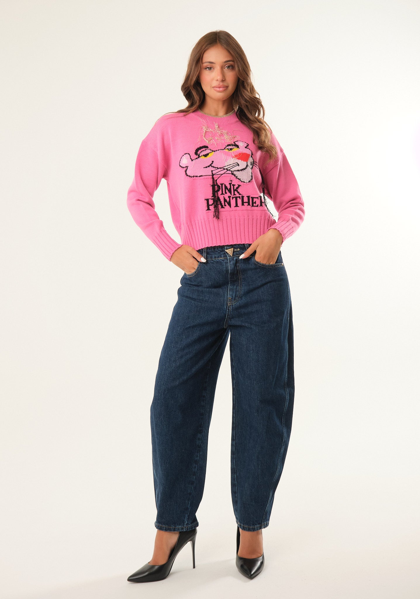 Maglione con ricamo Pantera Rosa