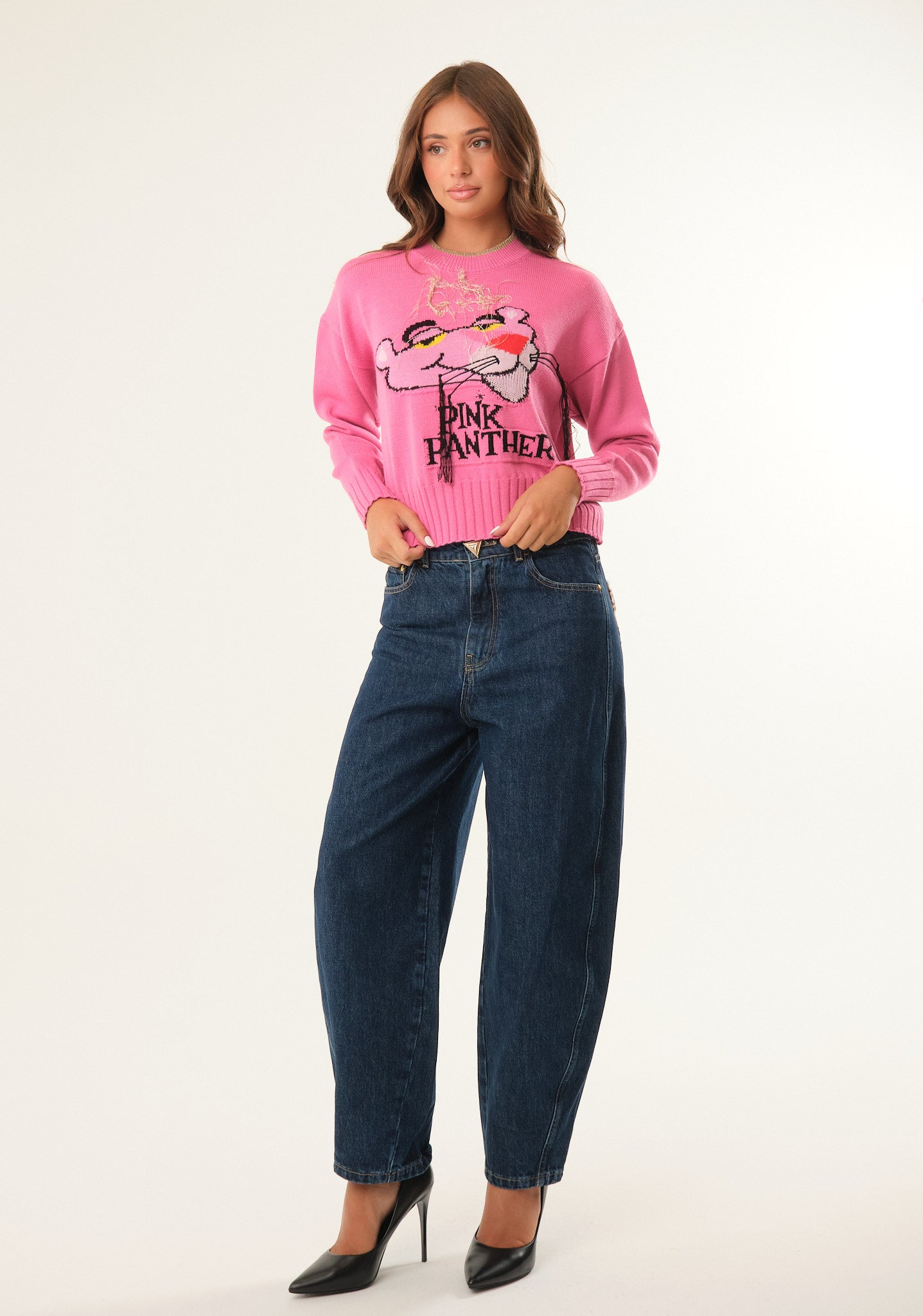 Maglione con ricamo Pantera Rosa