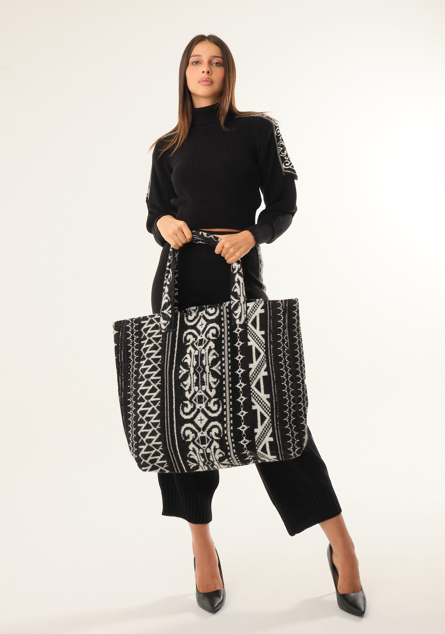 Borsa maxi in jacquard