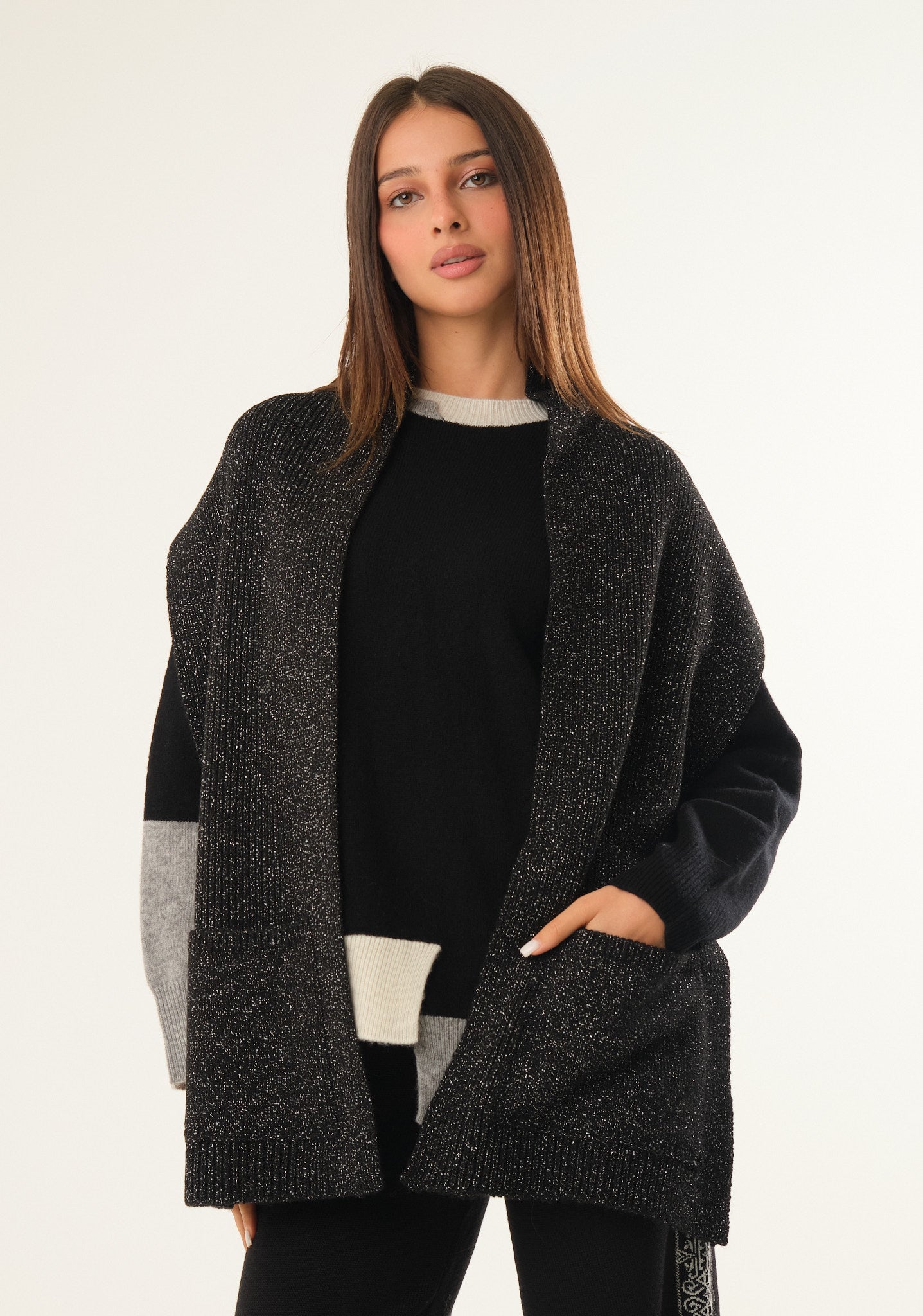 Sciarpa in lurex con tasche