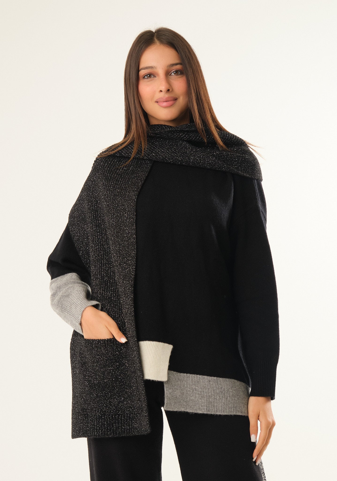 Sciarpa in lurex con tasche