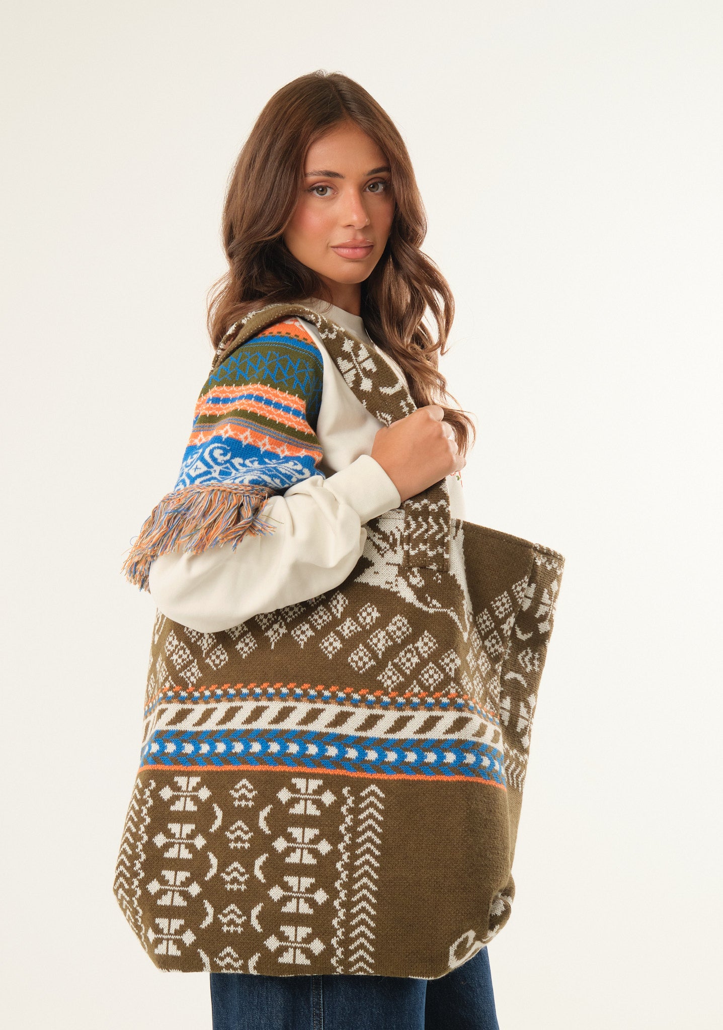 Borsa maxi in jacquard