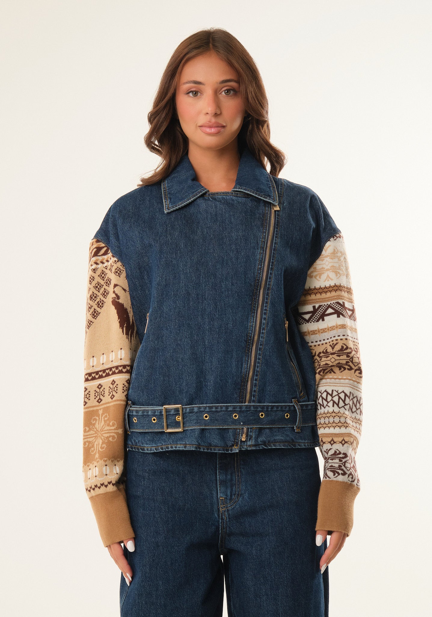 Chiodo in maglia jacquard