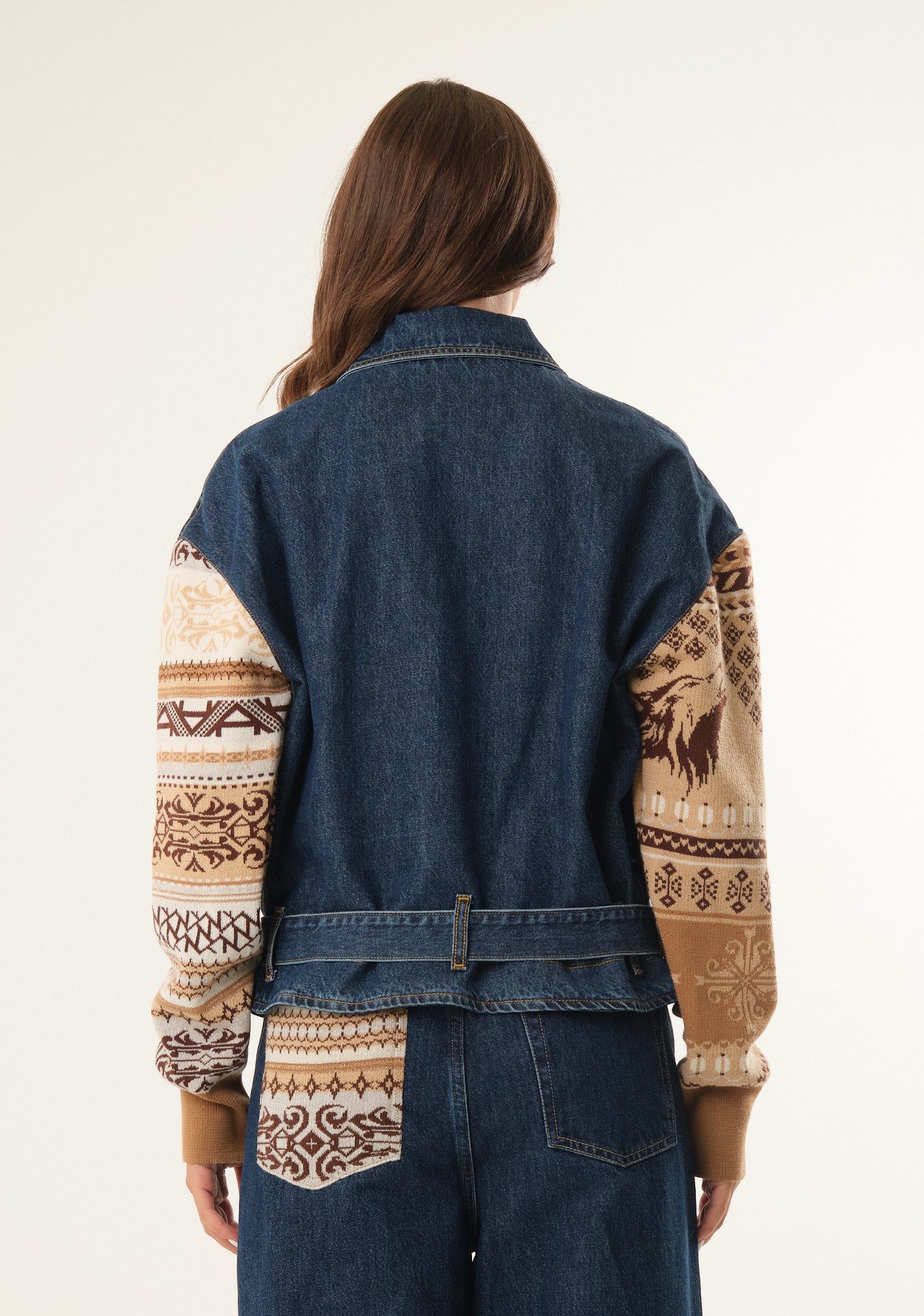 Chiodo in maglia jacquard