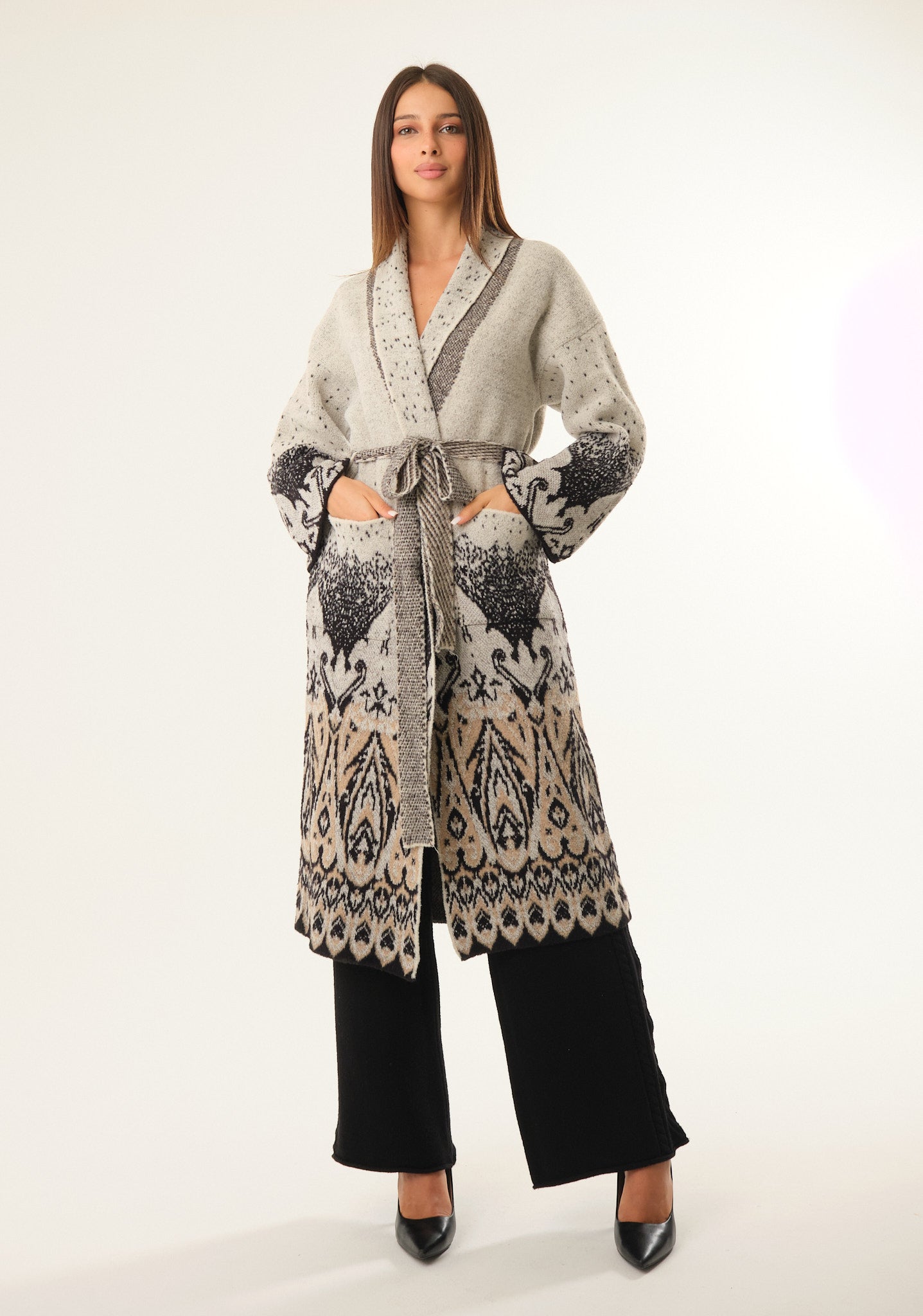 Cardigan lungo in misto lana