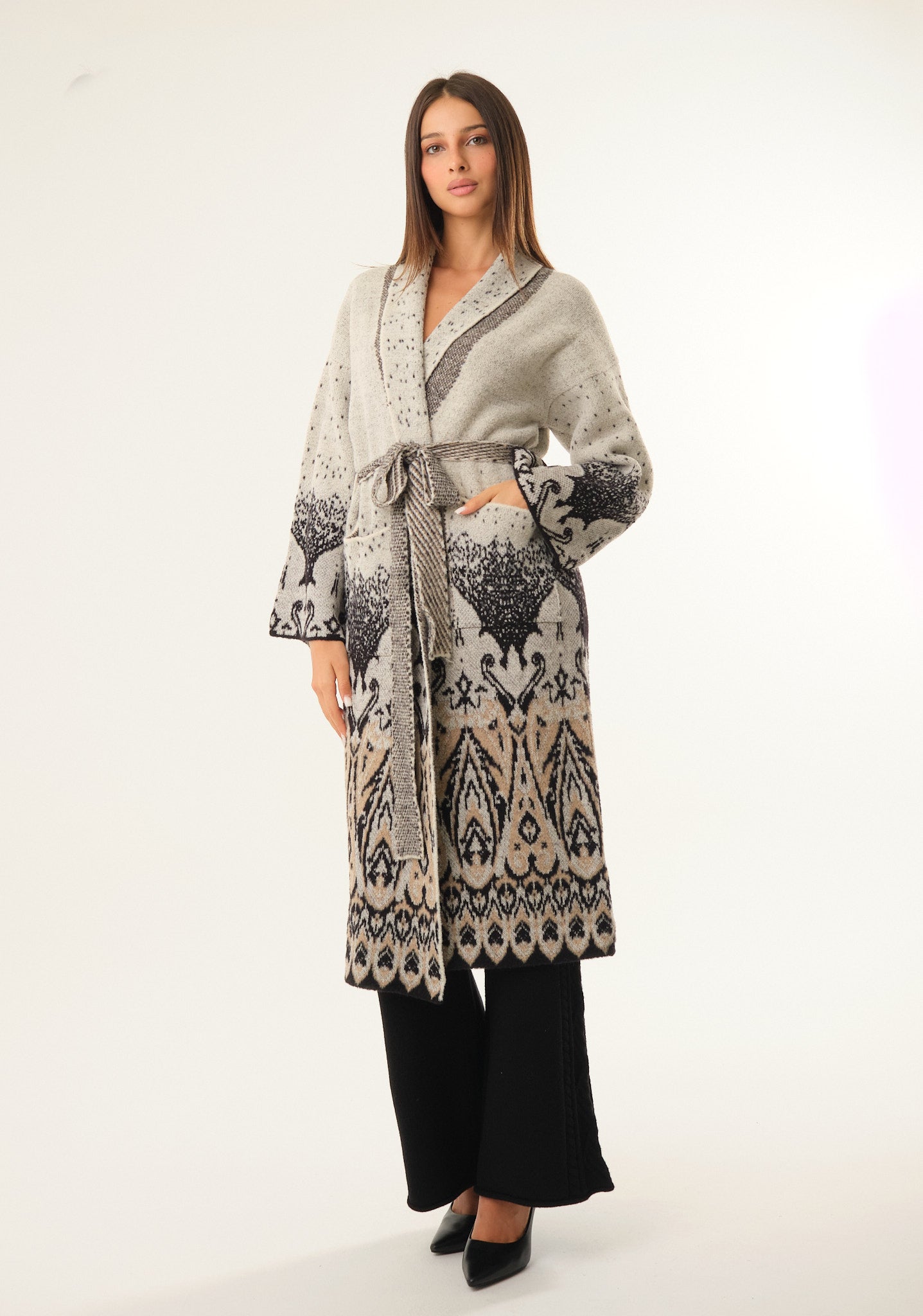 Cardigan lungo in misto lana