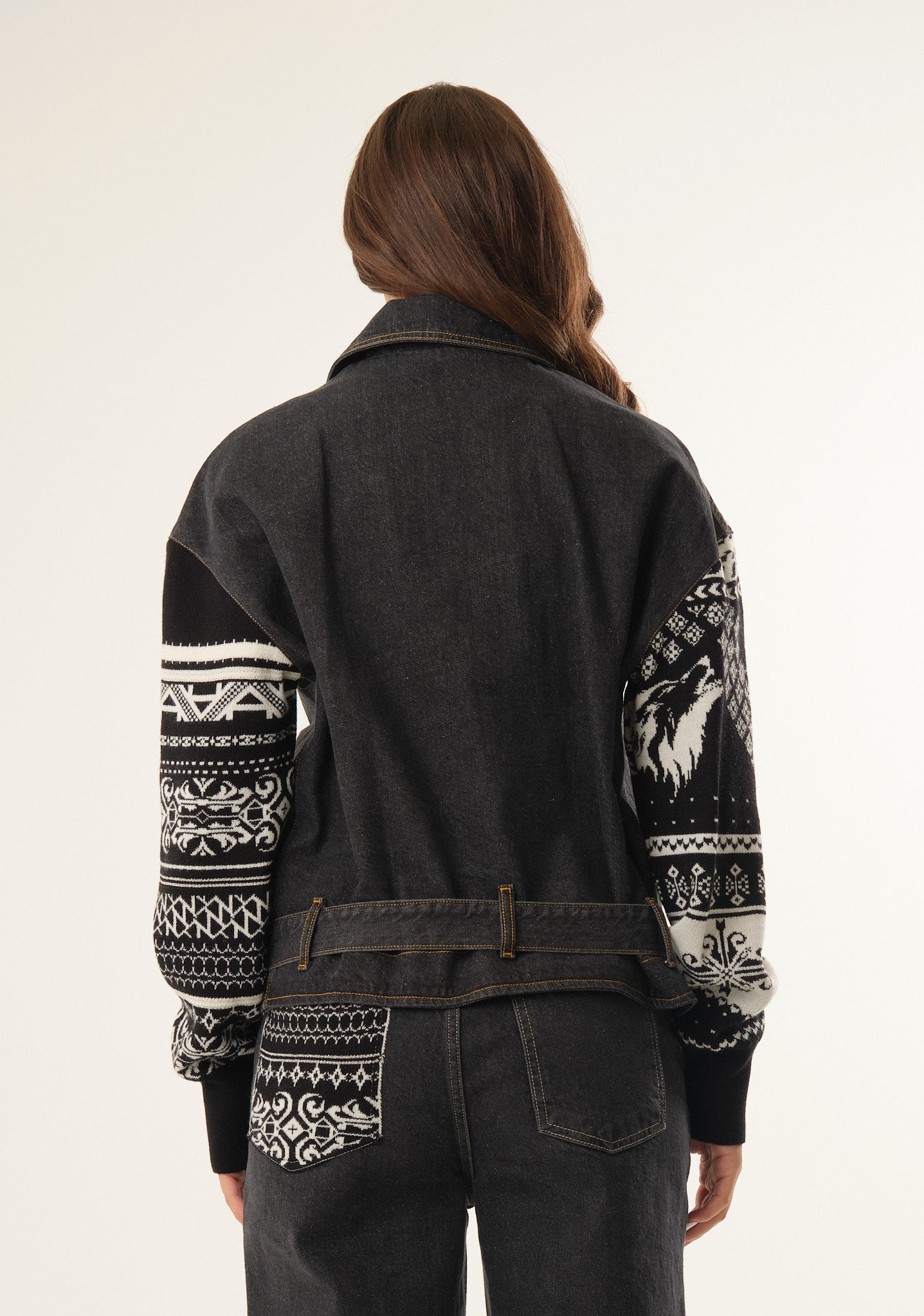 Chiodo in maglia jacquard