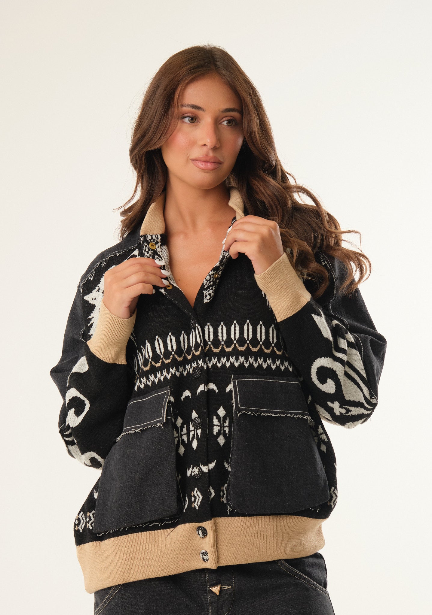 Bomber in maglia jacquard