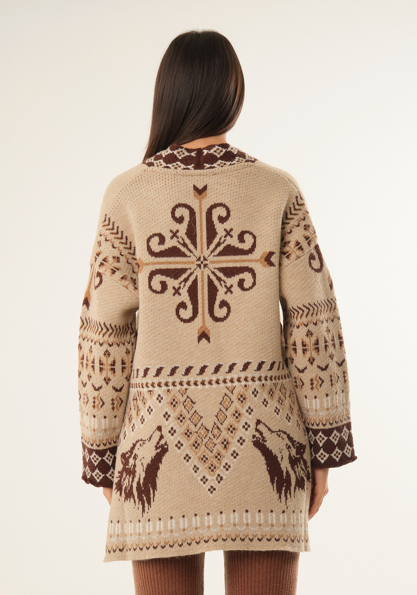 Cardigan jacquard con cintura