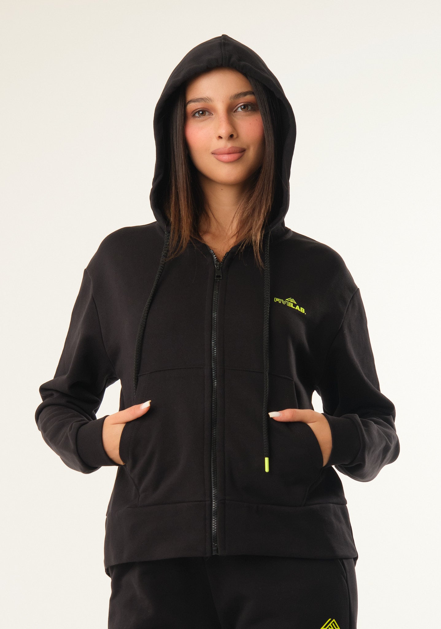Felpa basic con zip centrale