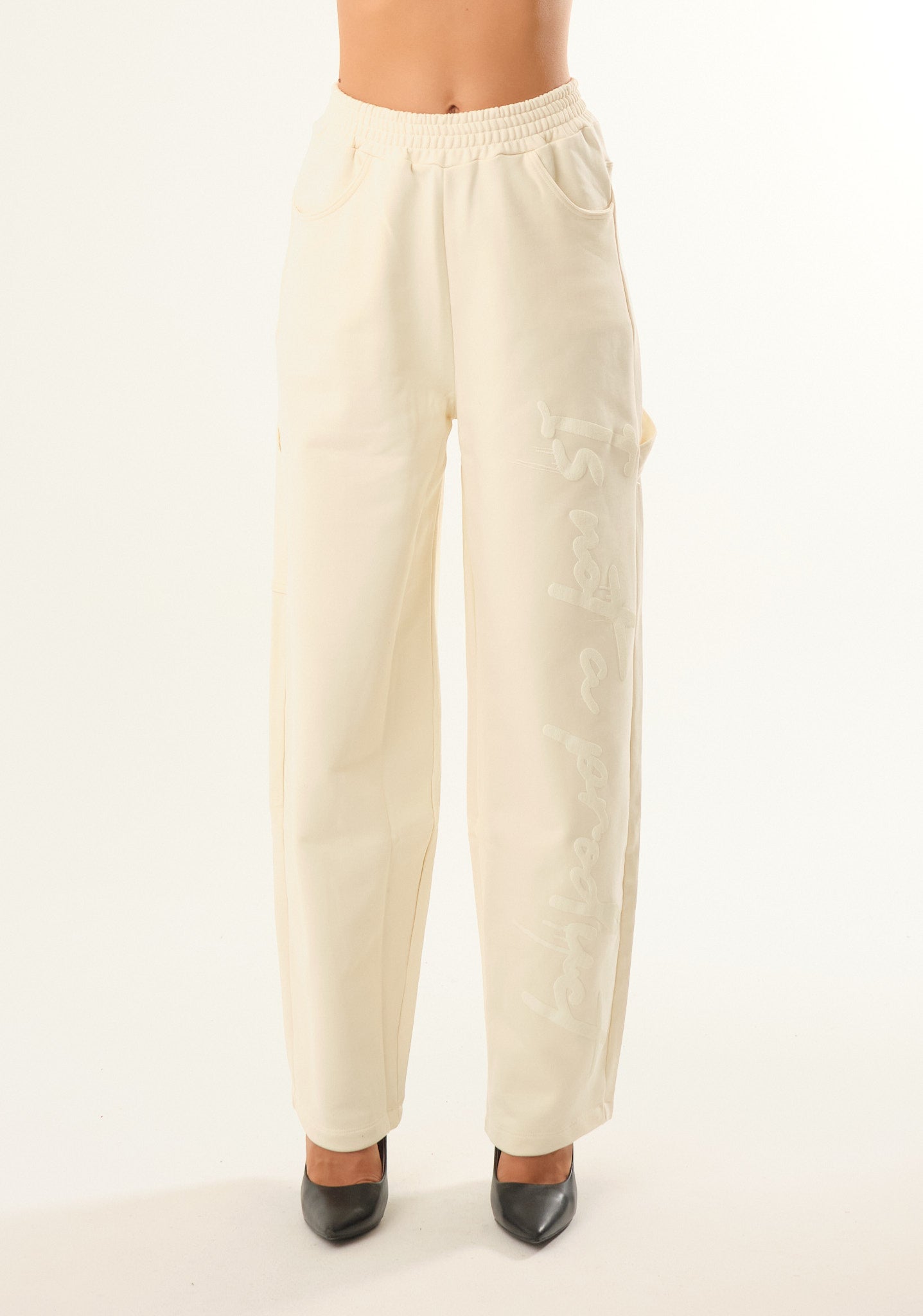 Pantalone palazzo con stampa in rilievo
