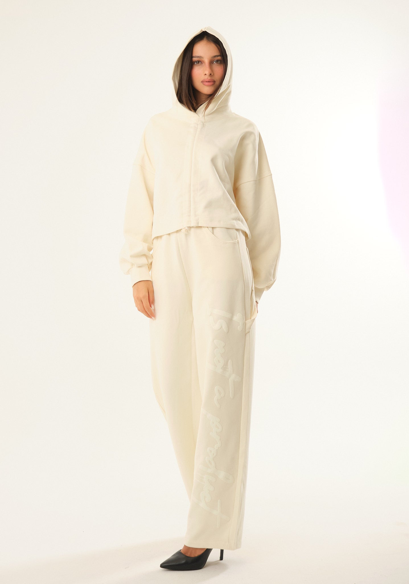 Pantalone palazzo con stampa in rilievo