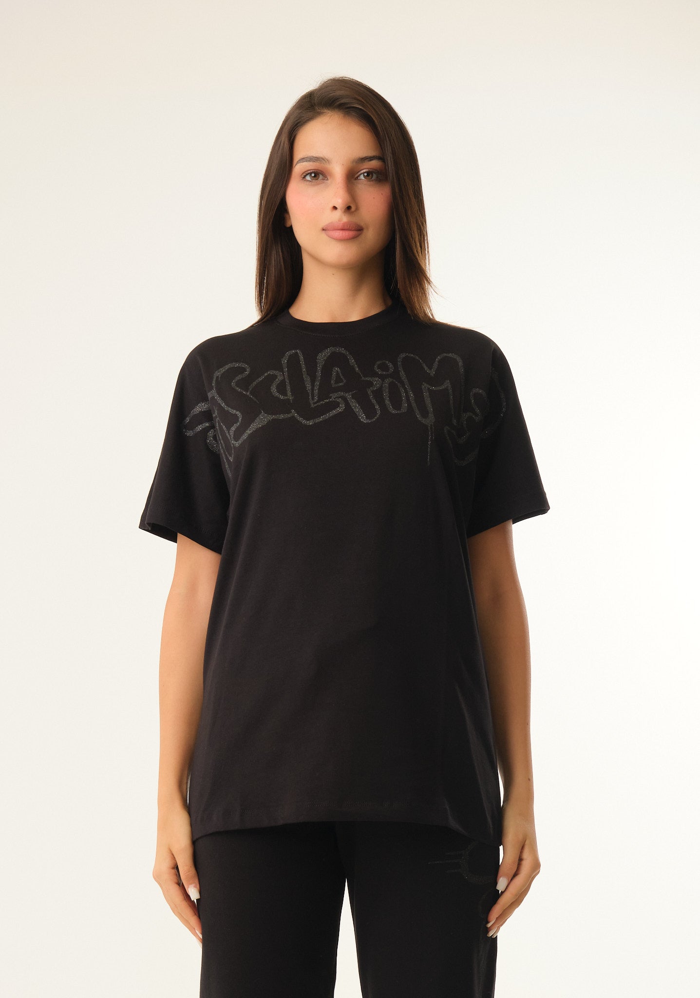 T-shirt con stampa lurex