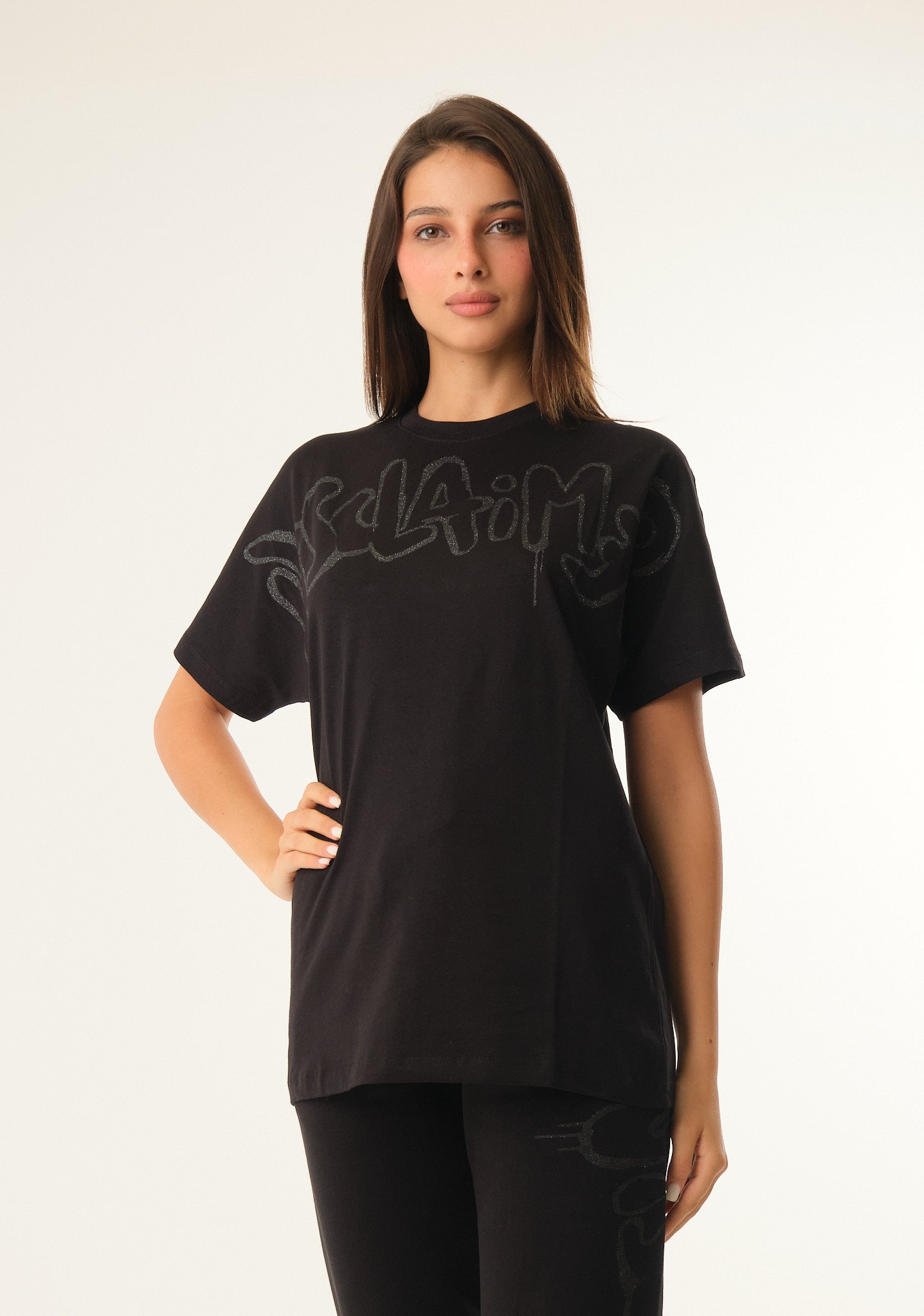 T-shirt con stampa lurex