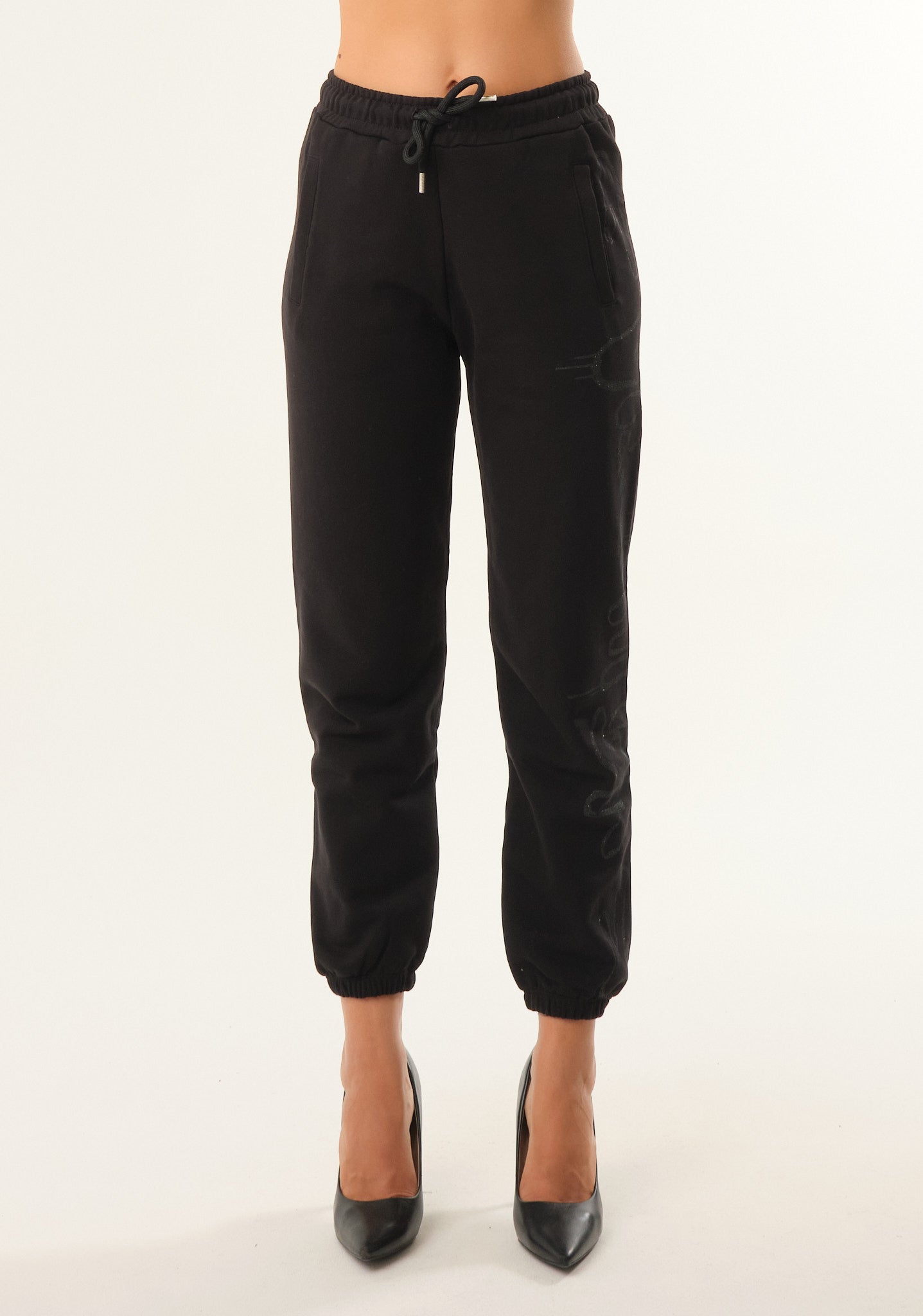 Pantalone con stampa lurex