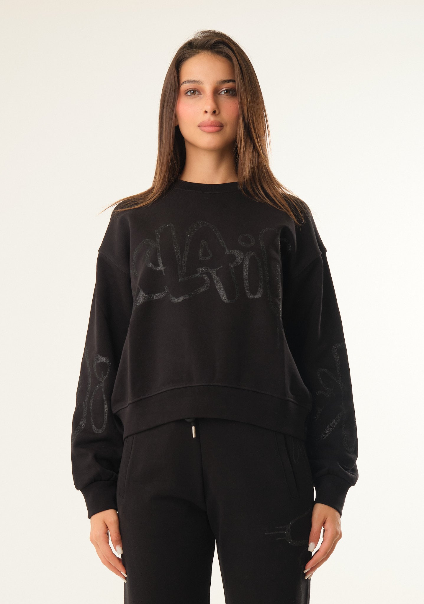 Felpa con stampa lurex