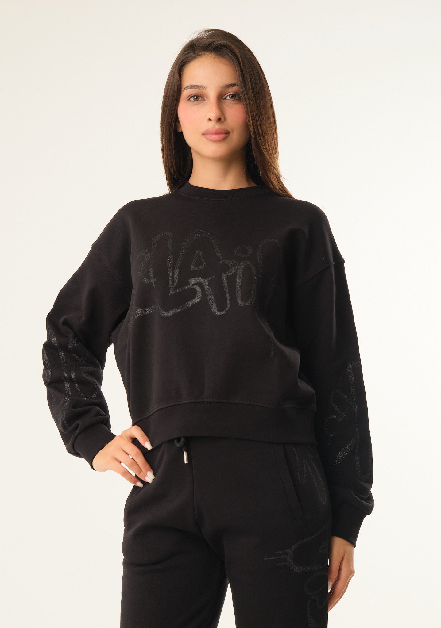 Felpa con stampa lurex