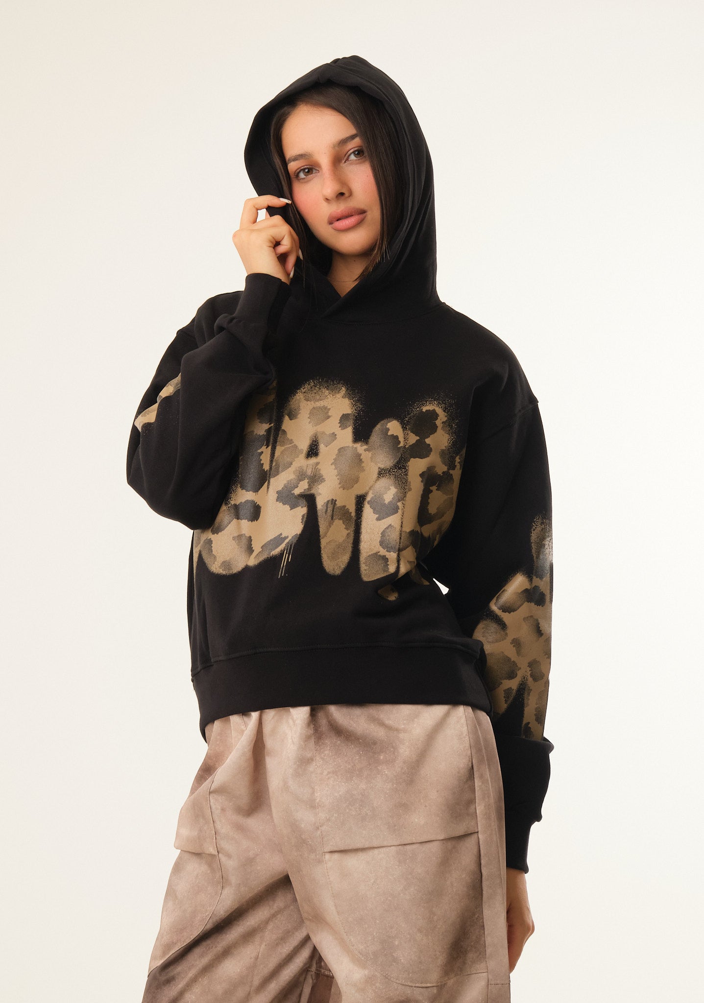 Felpa con stampa animalier