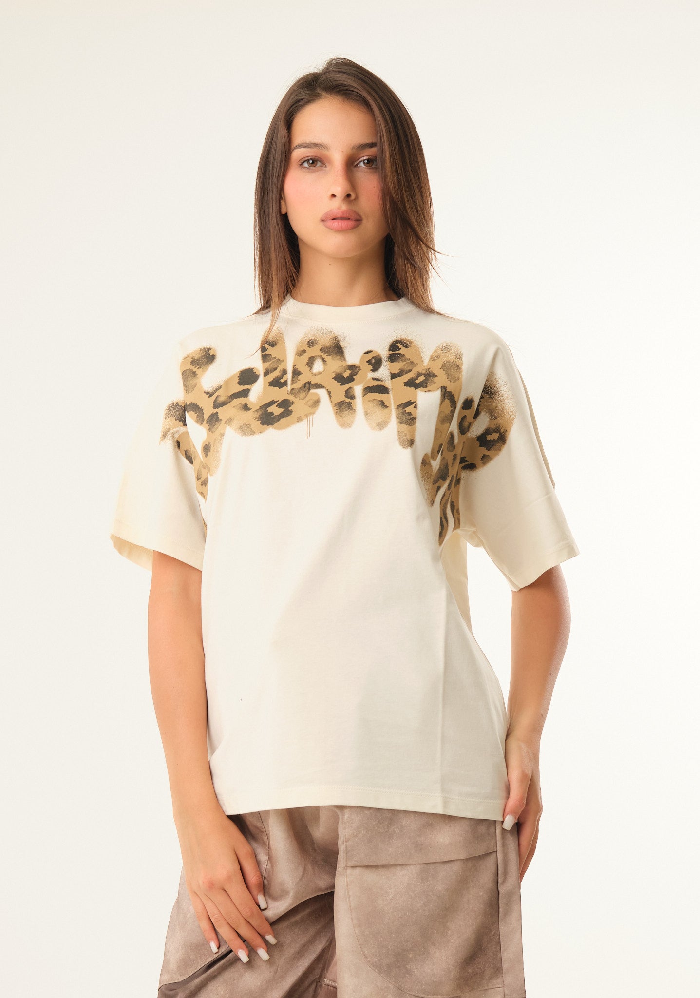 T-shirt con stampa animalier
