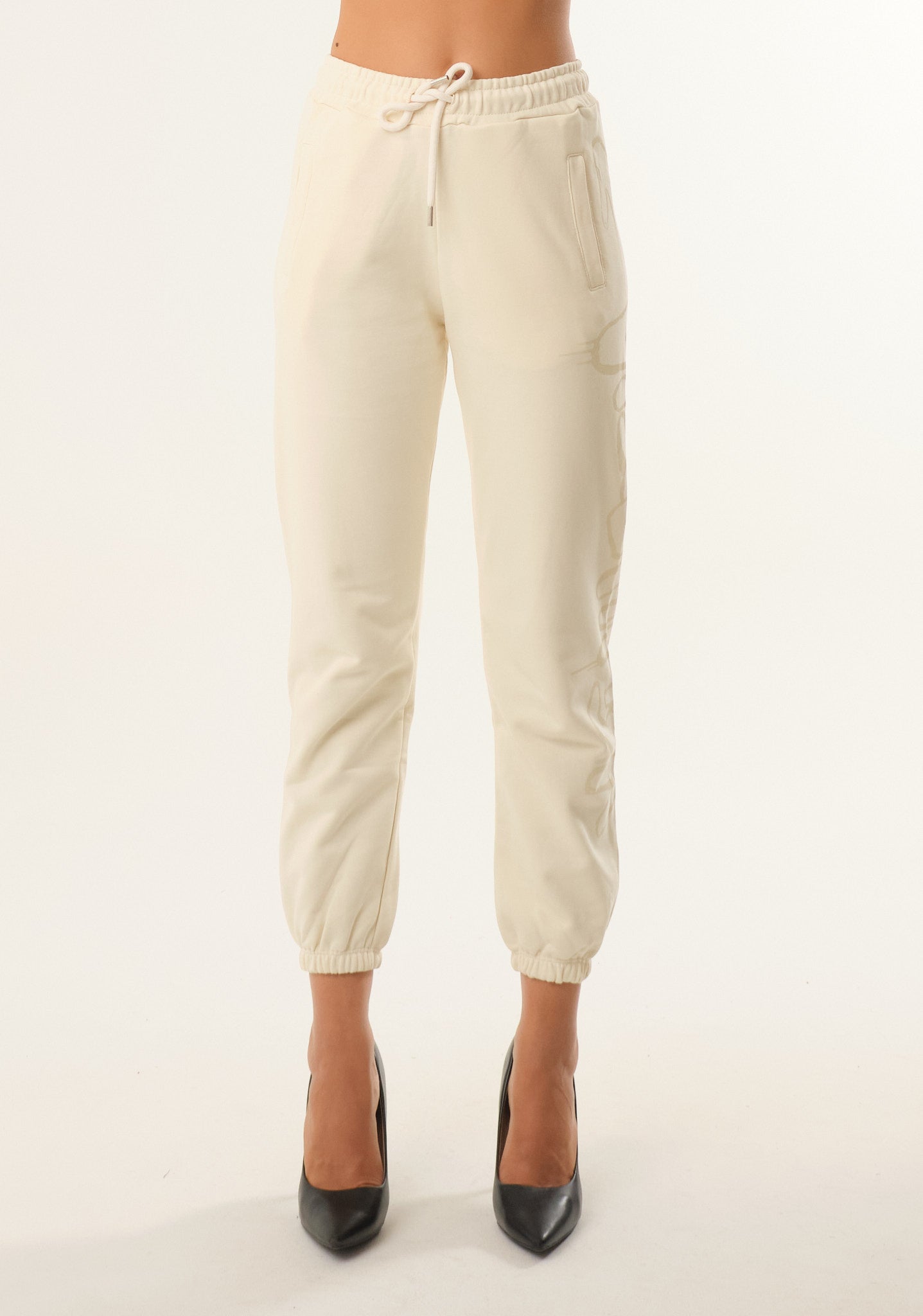 Pantalone con stampa lurex
