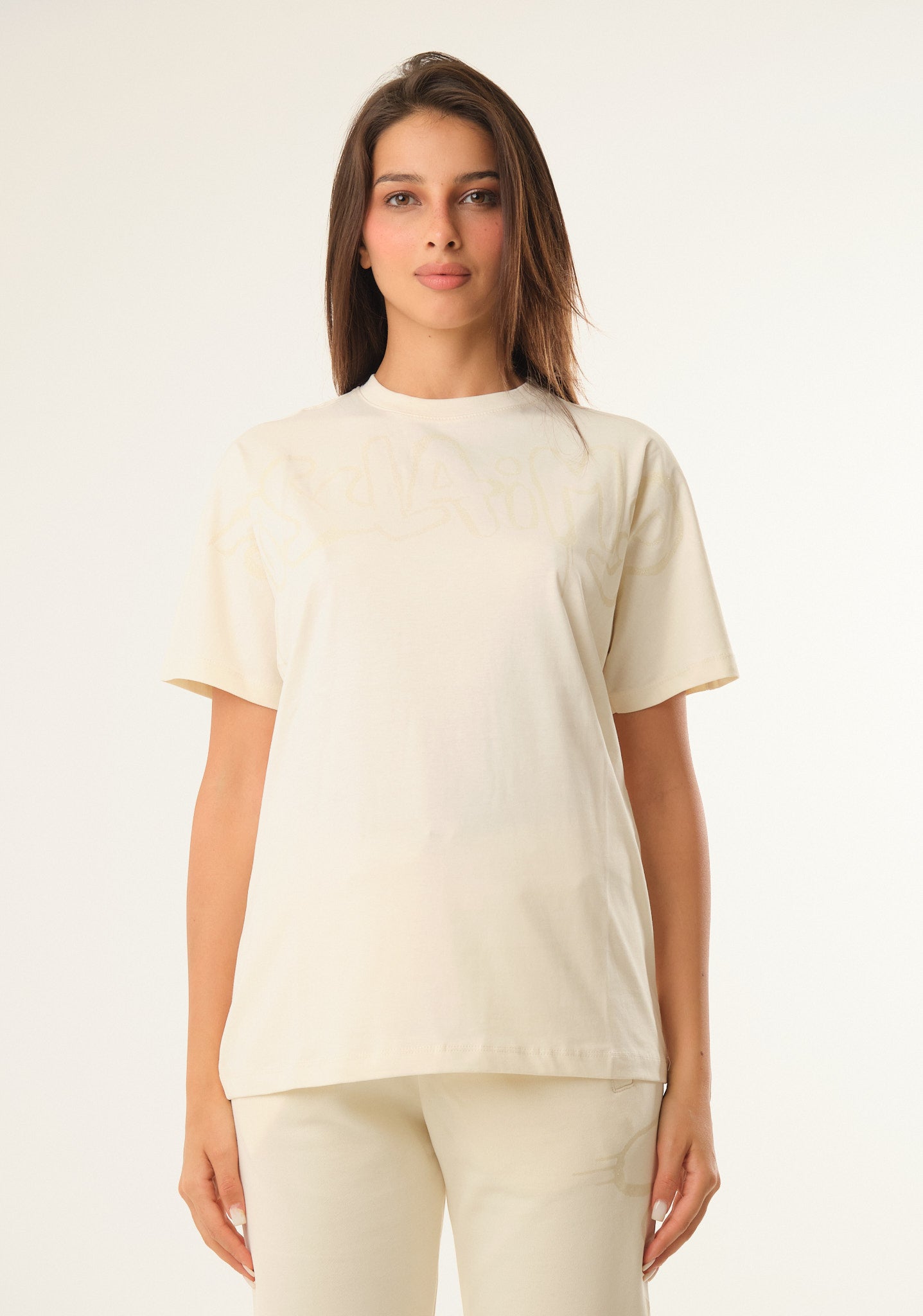 T-shirt con stampa lurex